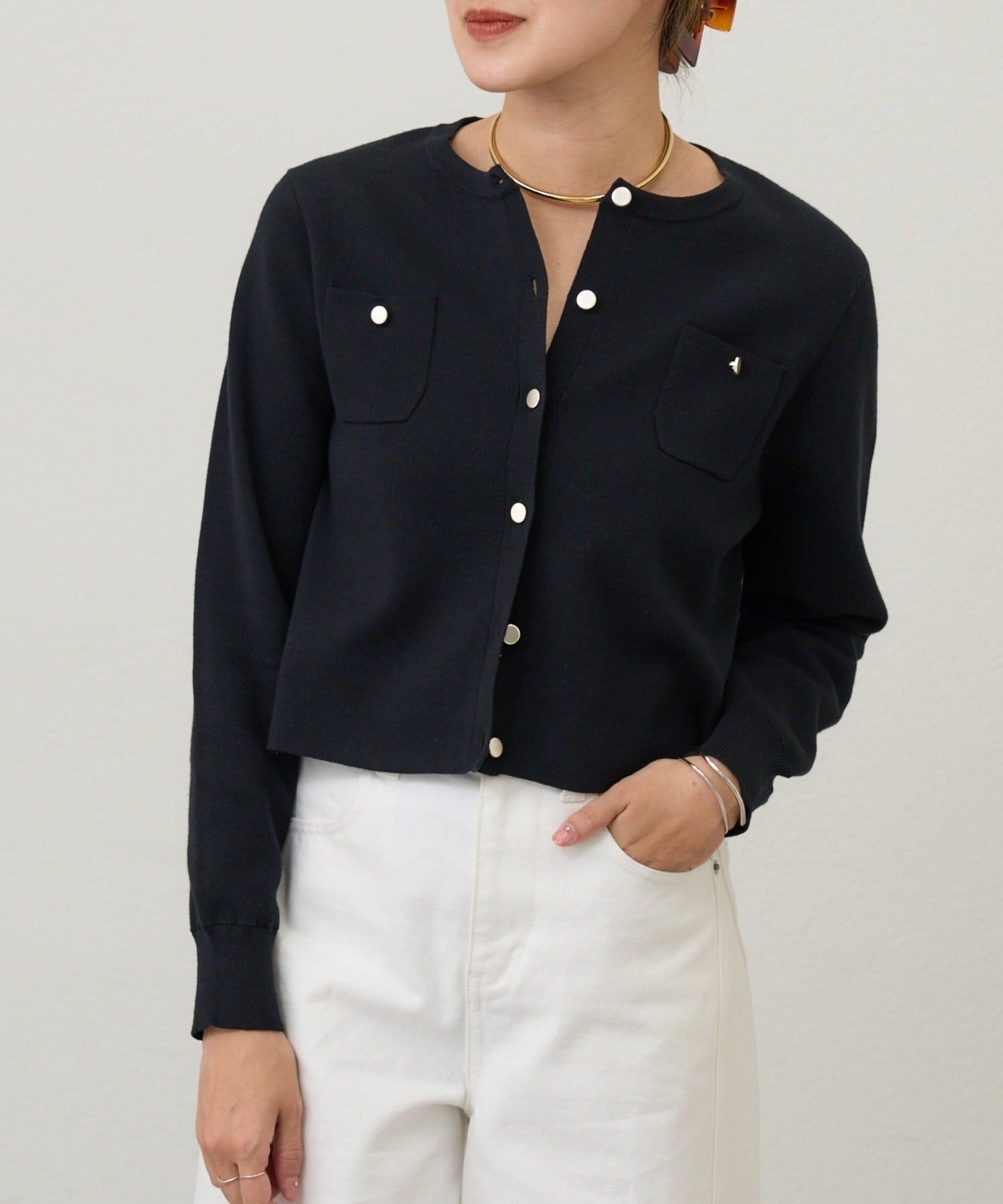 OUTLET(アウトレット) 【SHENERY】コットンニットショートカーディガン