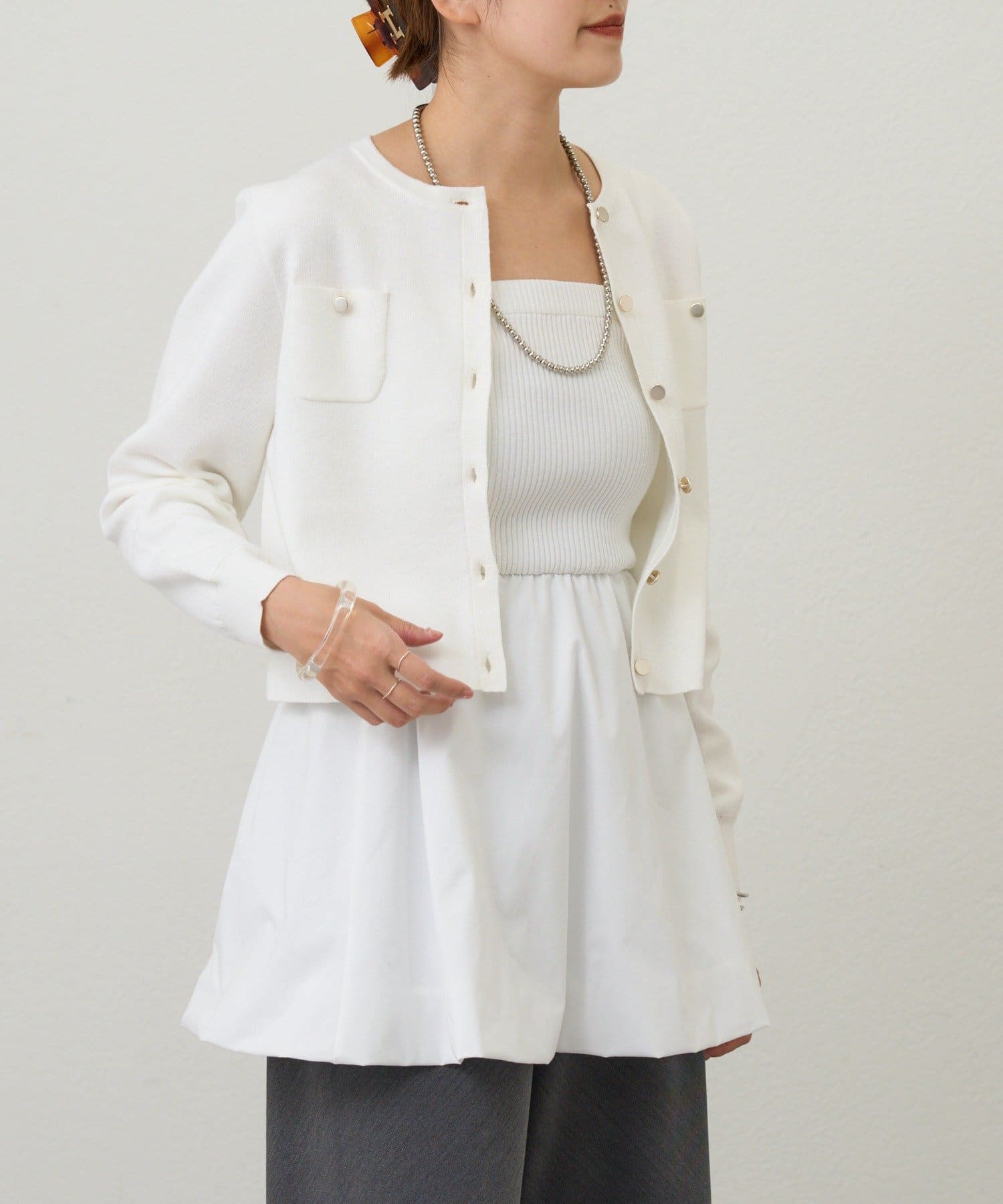 OUTLET(アウトレット) 【SHENERY】コットンニットショートカーディガン