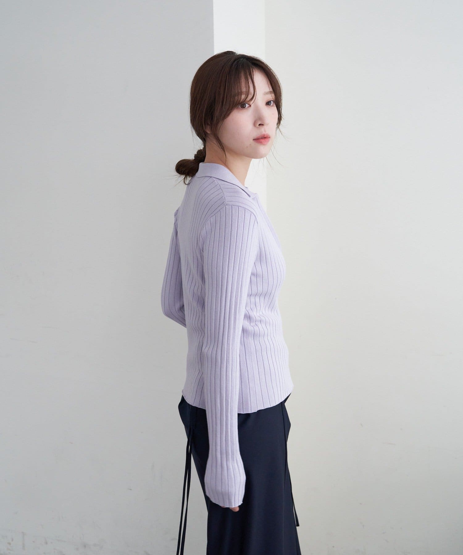 OUTLET(アウトレット) 【SHENERY】ハーフジップリブニット