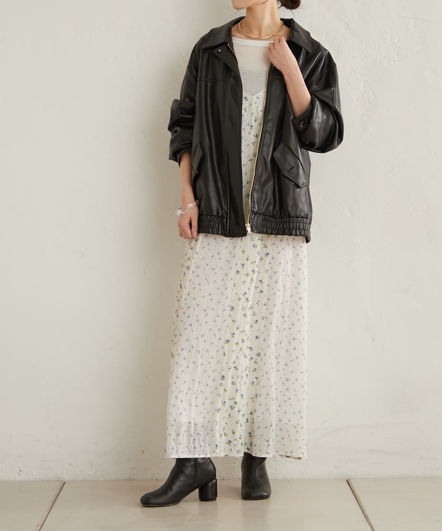 OUTLET(アウトレット) 【Omekashi】フェイクレザーブルゾン