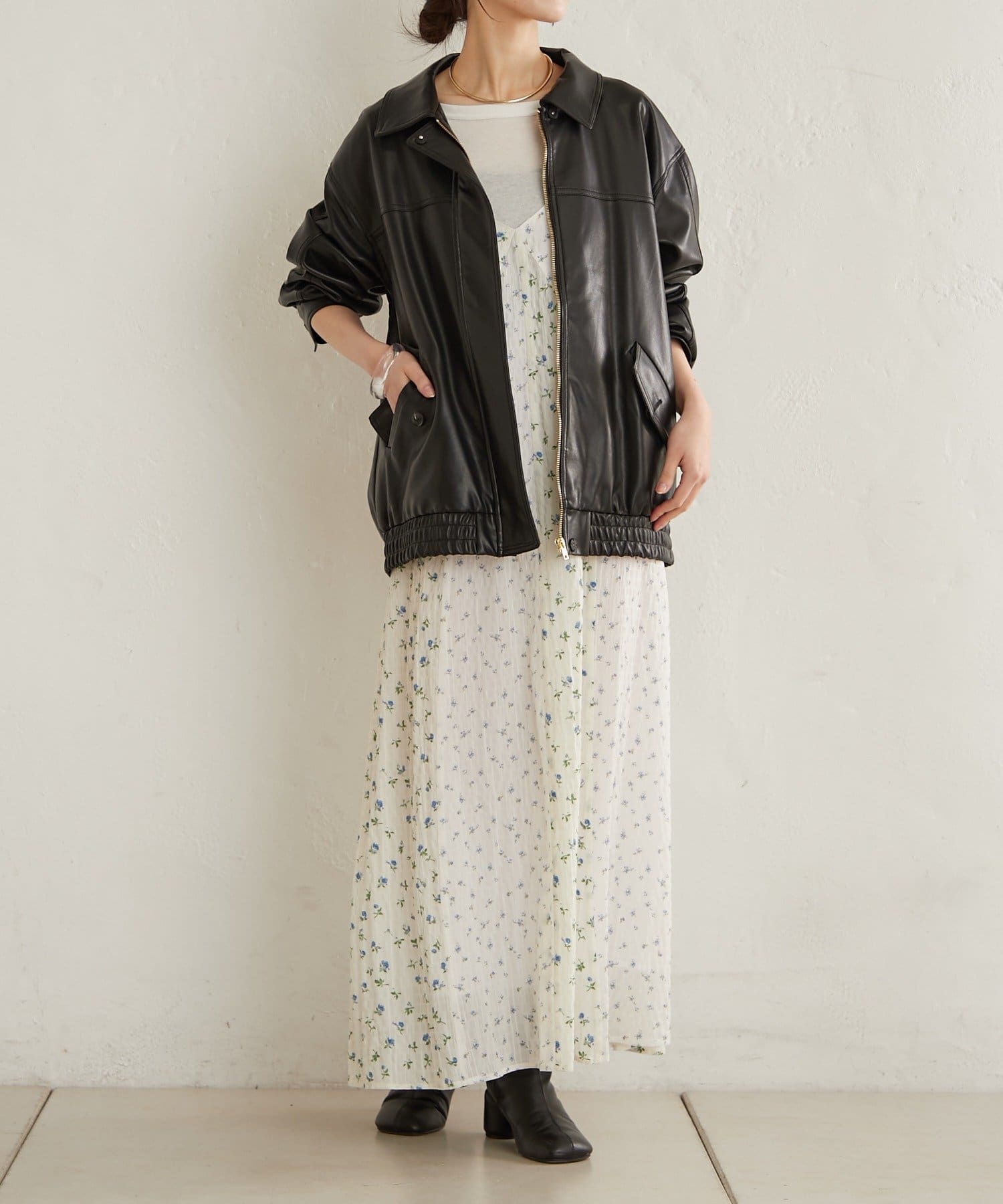 OUTLET(アウトレット) 【Omekashi】フェイクレザーブルゾン