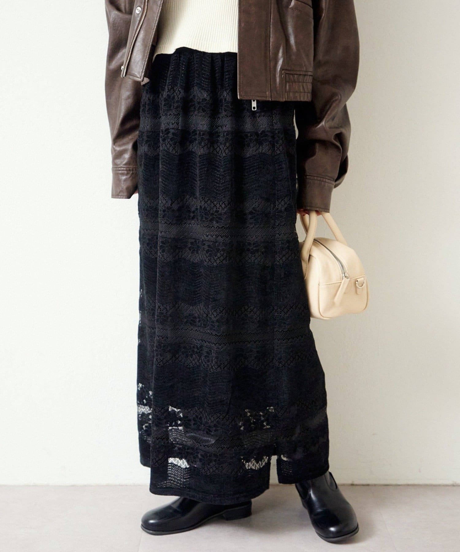 OUTLET(アウトレット) 【Kastane】レースボーダースカート