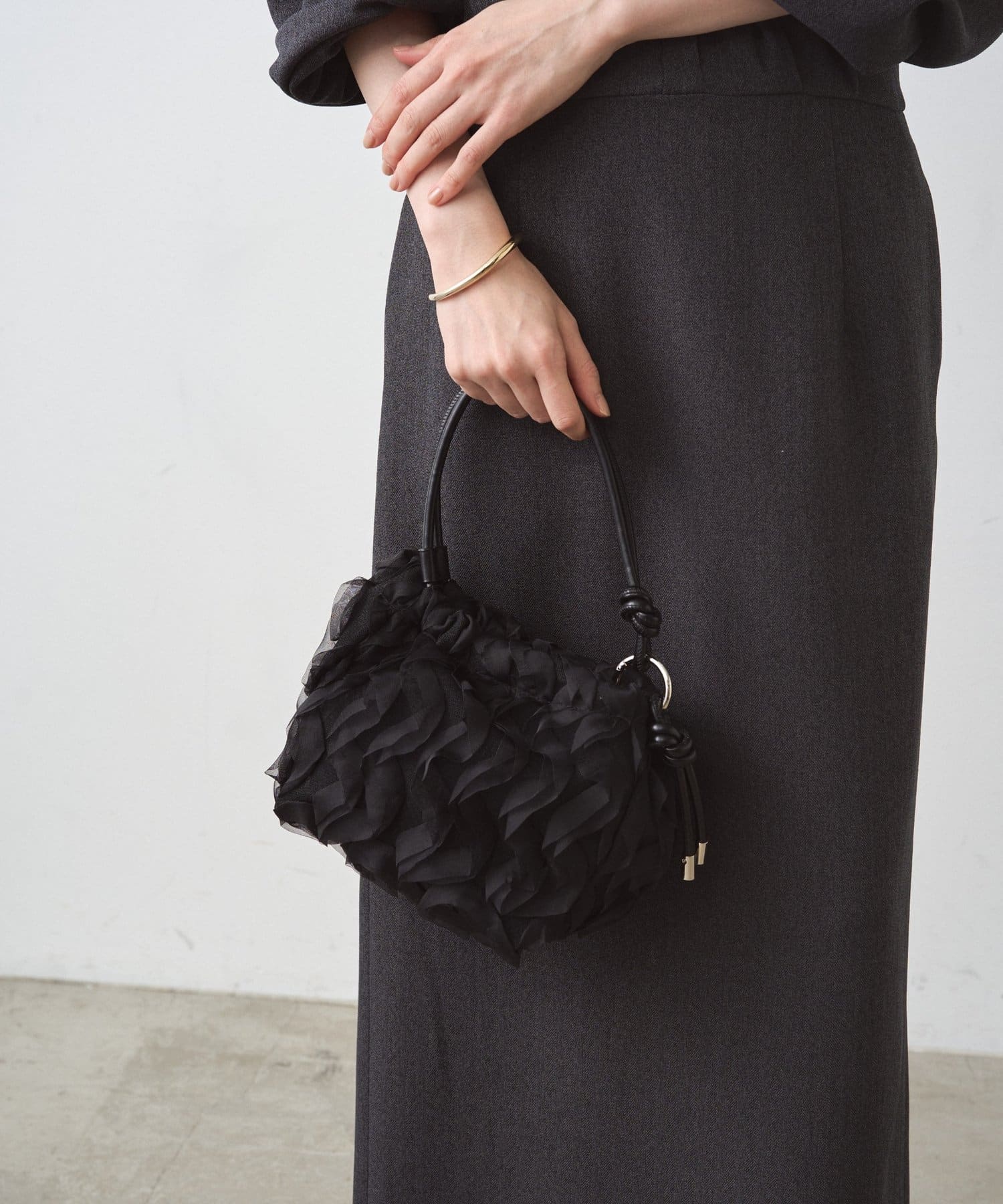 OUTLET(アウトレット) 【Loungedress】【GALENA/ガレナ】メッシュフリル巾着Bag