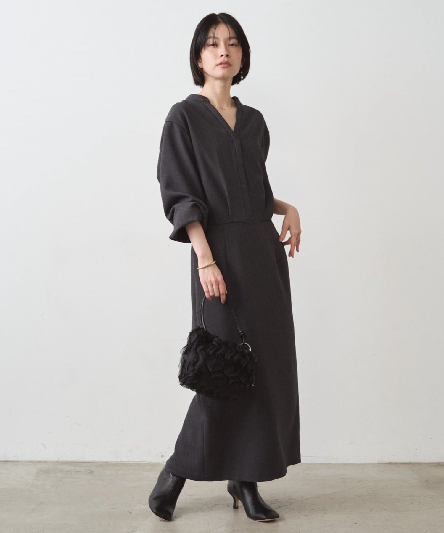 OUTLET(アウトレット) 【Loungedress】【GALENA/ガレナ】メッシュフリル巾着Bag