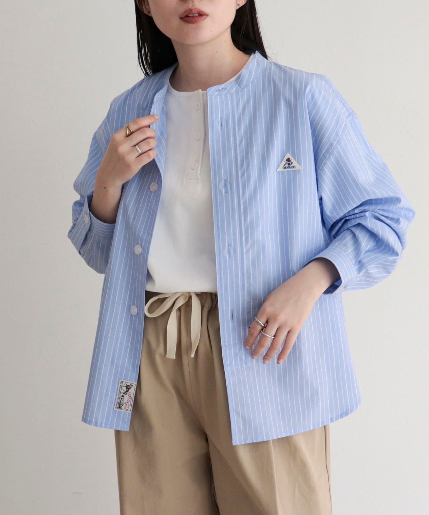 FREDY & GLOSTER(フレディ アンド グロスター) 【GEVACO/ゲバコ】バンドカラーロングスリーブシャツ