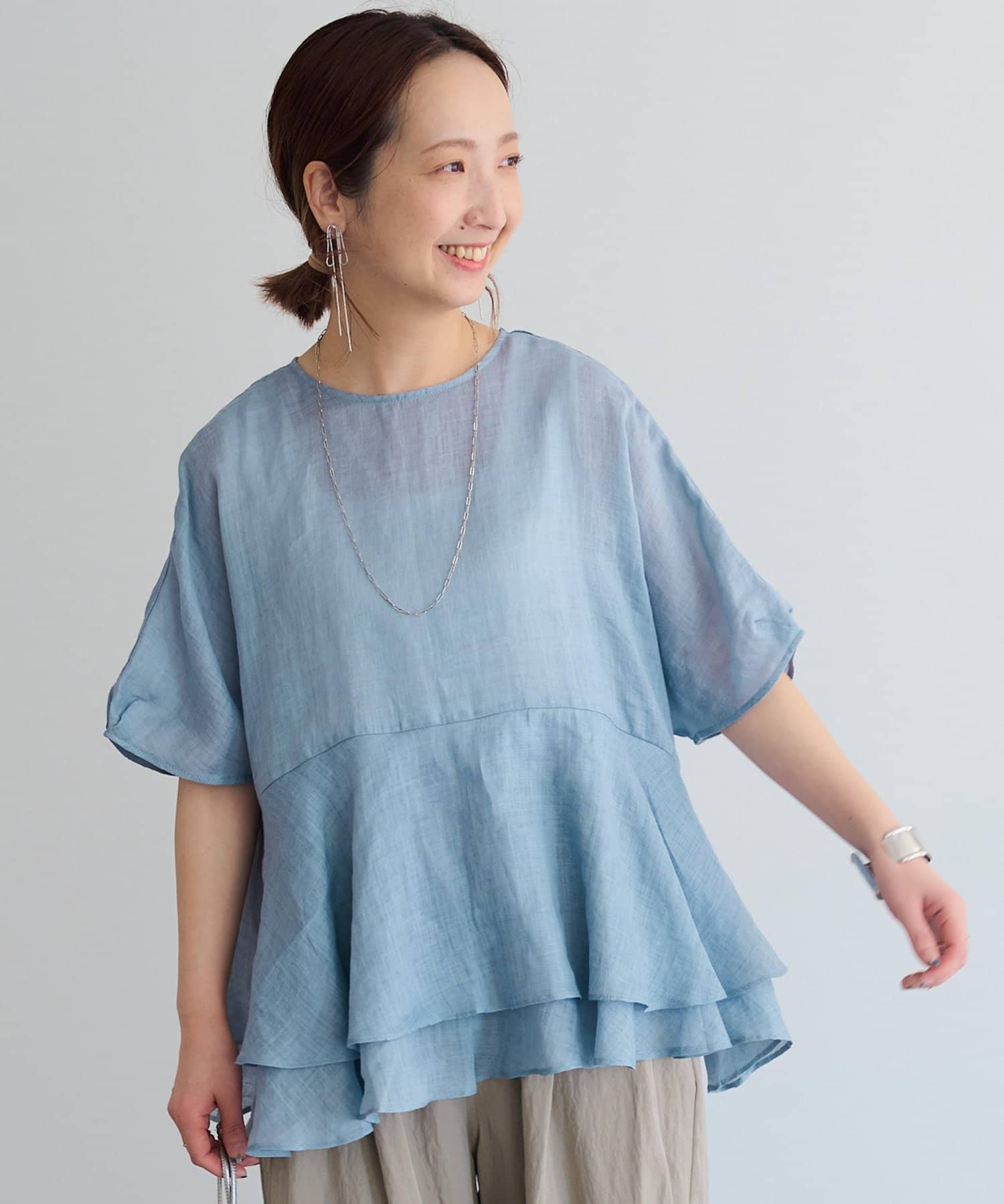 PUAL CE CIN(ピュアルセシン) 【＠sein___000企画】ラミー2枚重ねペプラムブラウス