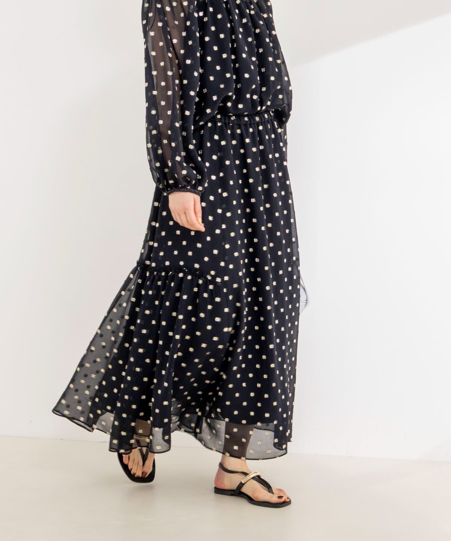 NOLLEY'S(ノーリーズ) 《セットアップ対応》ラメカットジャガードフレアスカート