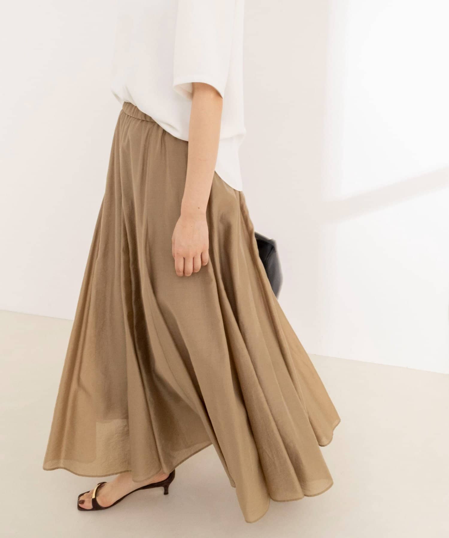 NOLLEY'S(ノーリーズ) ウォッシャブルシアーボリュームフレアロングスカート