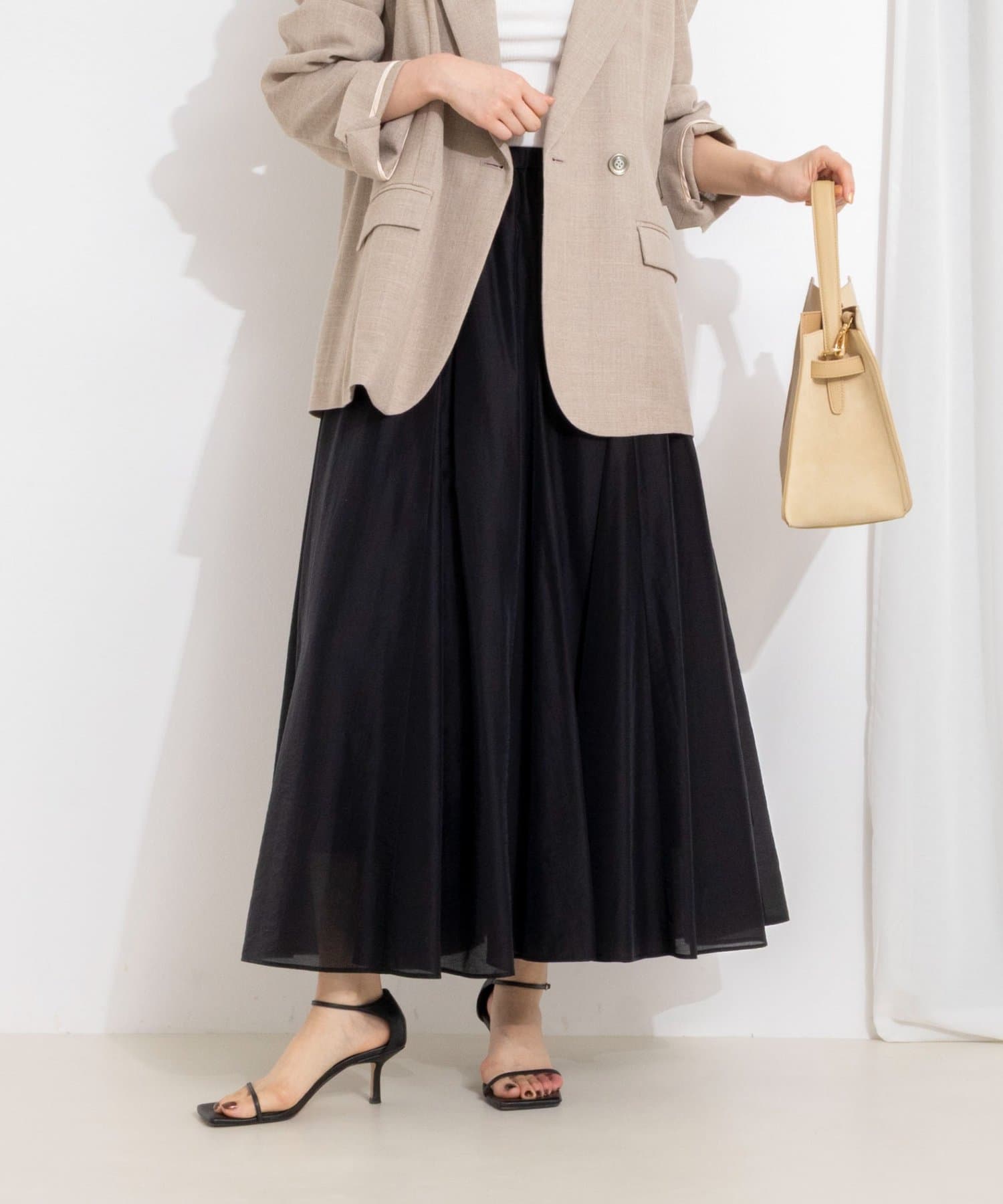 NOLLEY'S(ノーリーズ) ウォッシャブルシアーボリュームフレアロングスカート