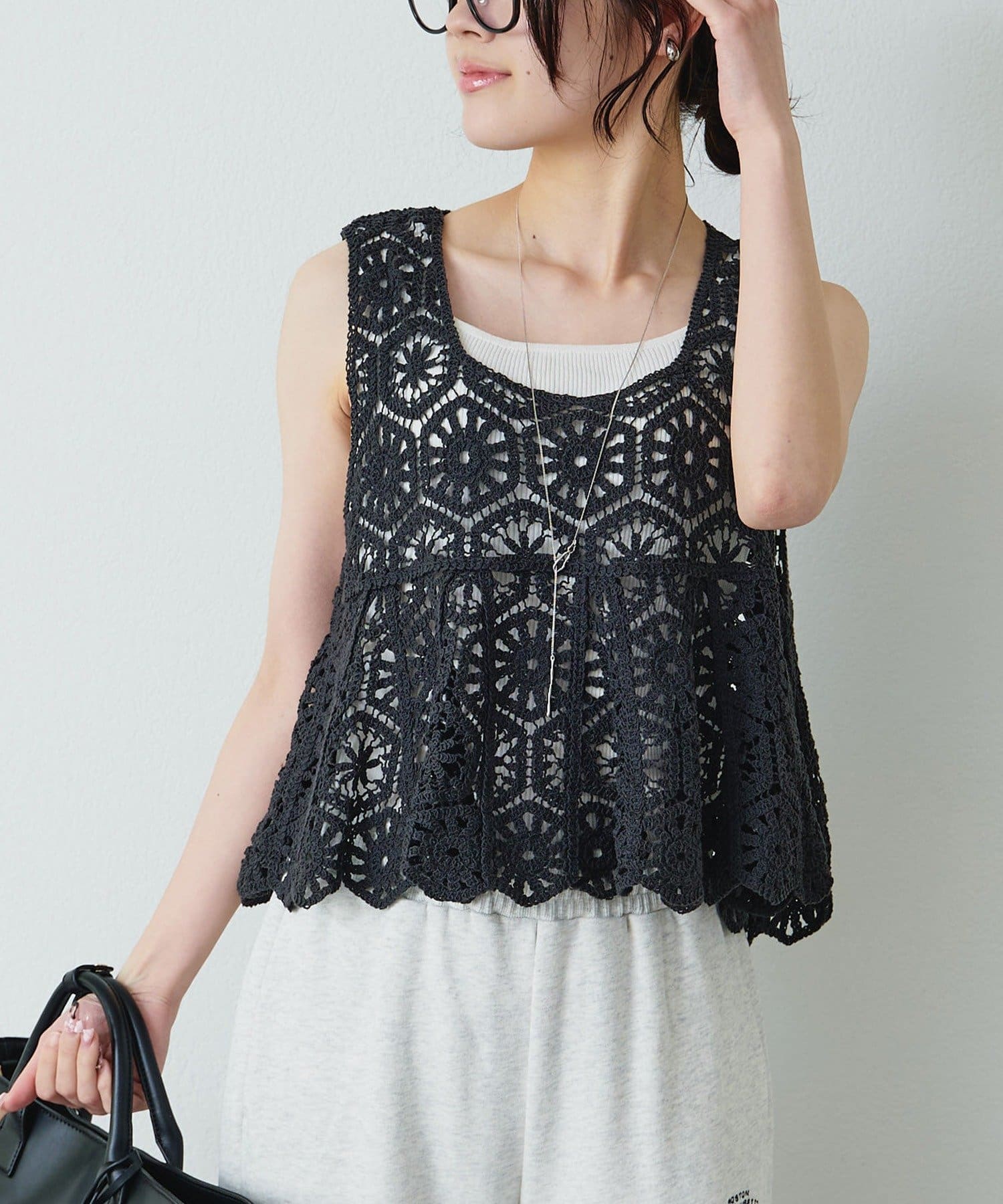 PUAL CE CIN(ピュアルセシン) 【リバイバル】カギ針編み風ビスチェ