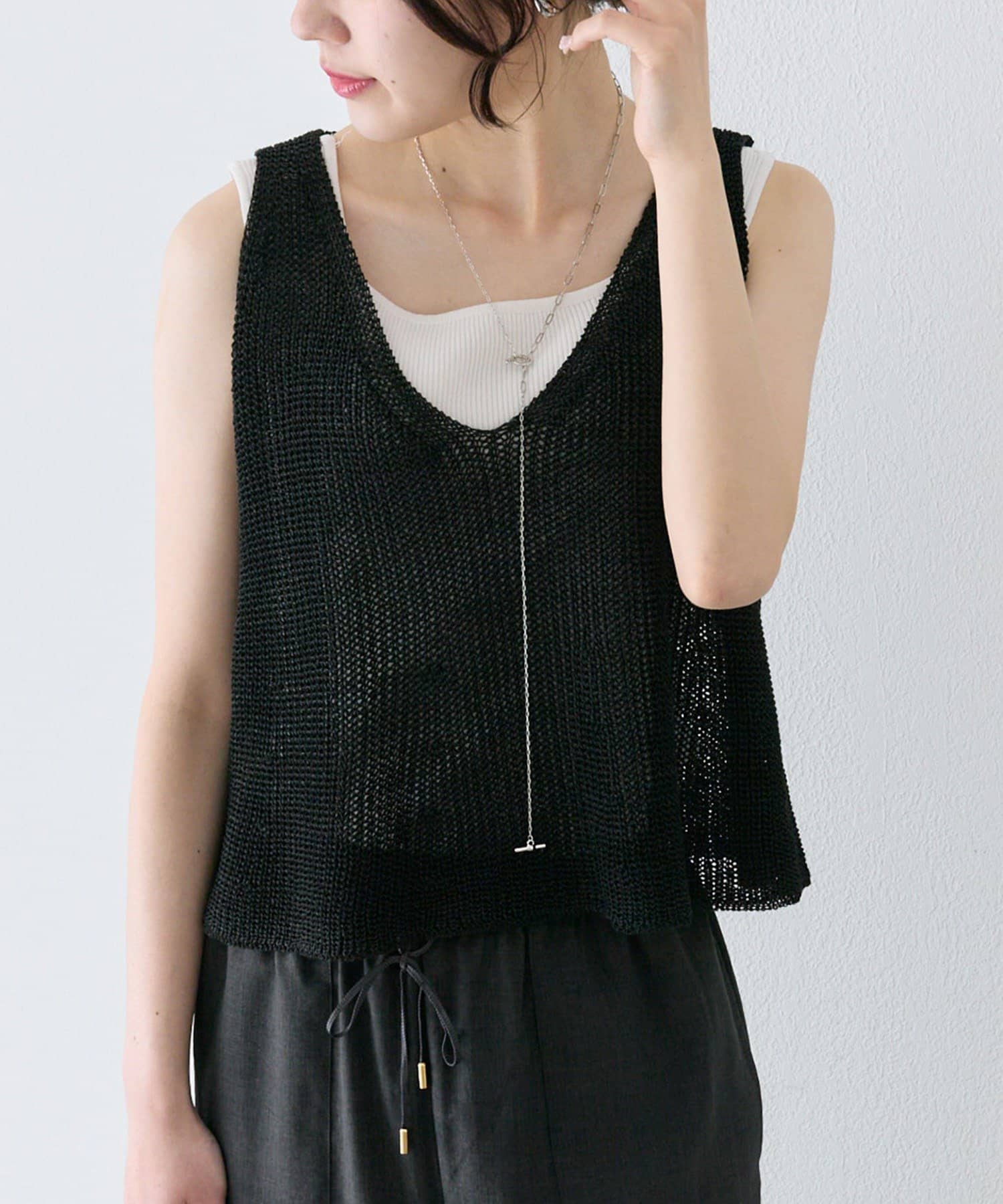 PUAL CE CIN(ピュアルセシン) 片畦ニットビスチェ