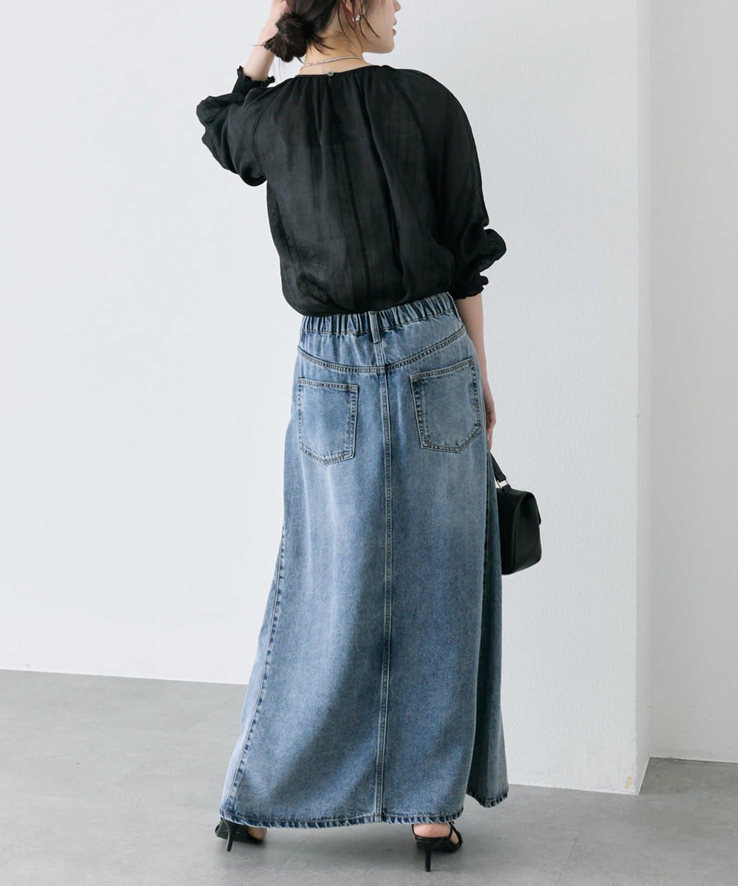 PUAL CE CIN(ピュアルセシン) ストライプラミーシャーリングカフブラウス