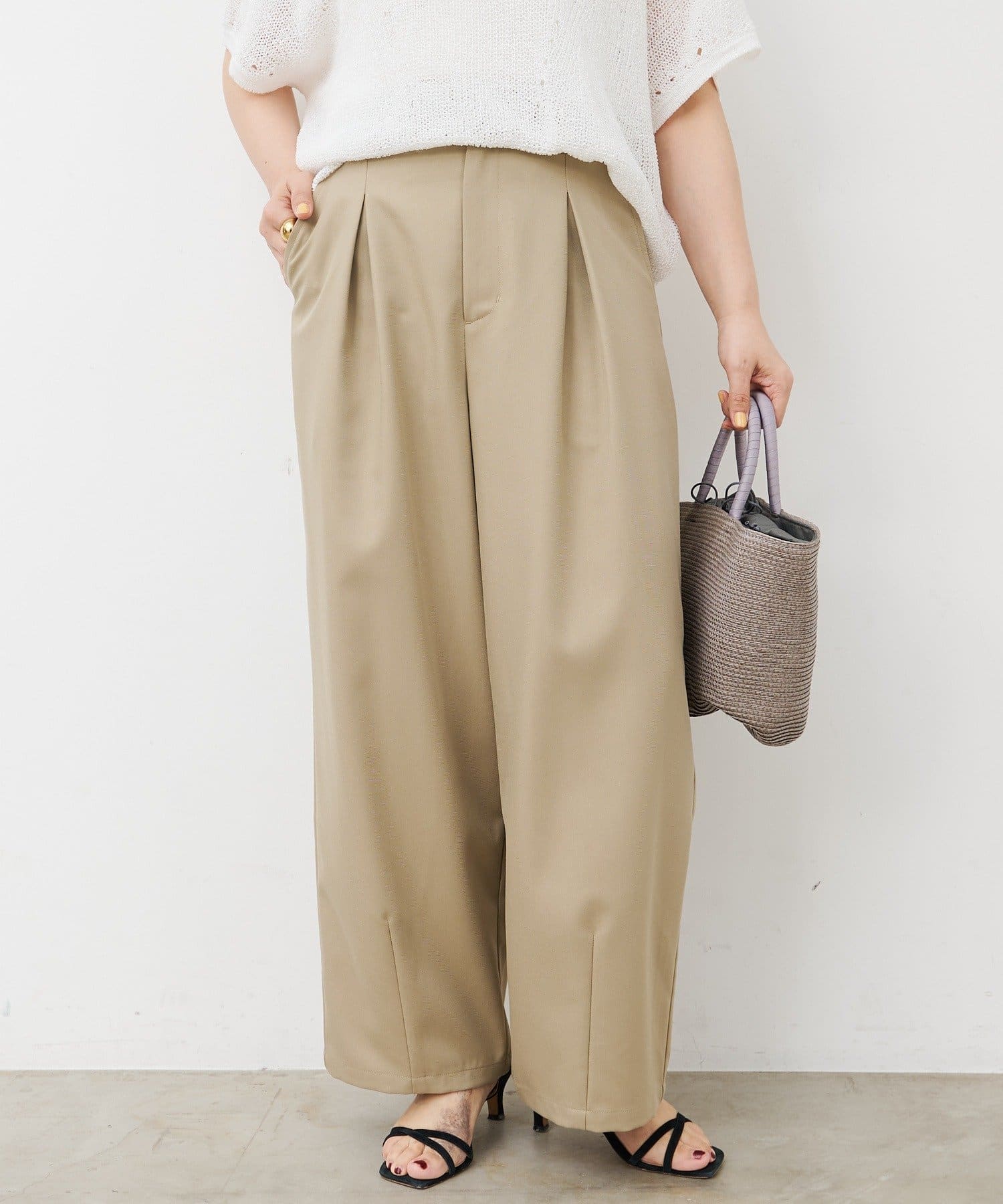 PUAL CE CIN(ピュアルセシン) 【接触冷感】バルーンシルエットスラックスパンツ