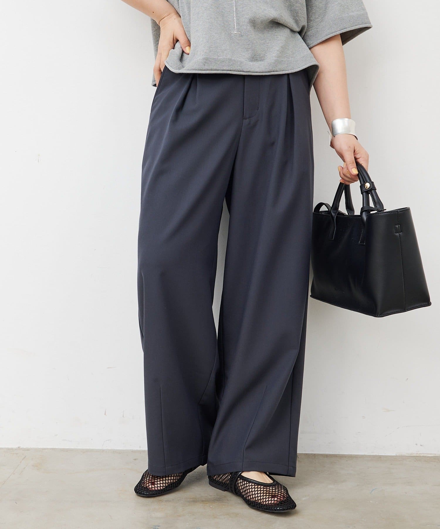 PUAL CE CIN(ピュアルセシン) 【接触冷感】バルーンシルエットスラックスパンツ