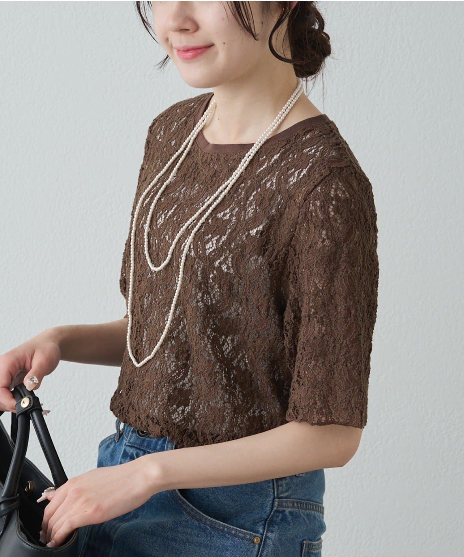 PUAL CE CIN(ピュアルセシン) ストレッチレースTシャツ