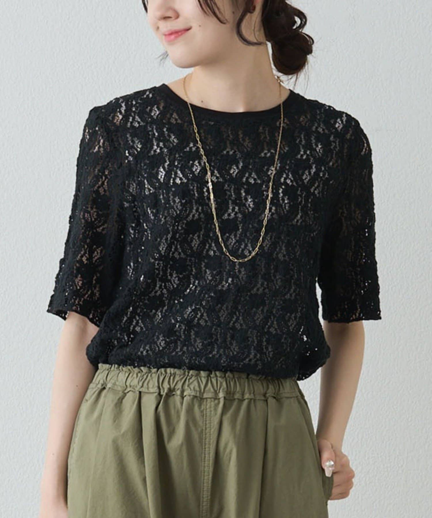 PUAL CE CIN(ピュアルセシン) ストレッチレースTシャツ