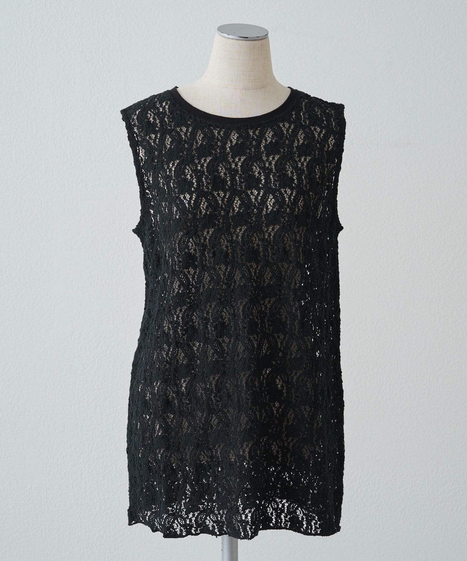 PUAL CE CIN(ピュアルセシン) ストレッチレースノースリーブTシャツ