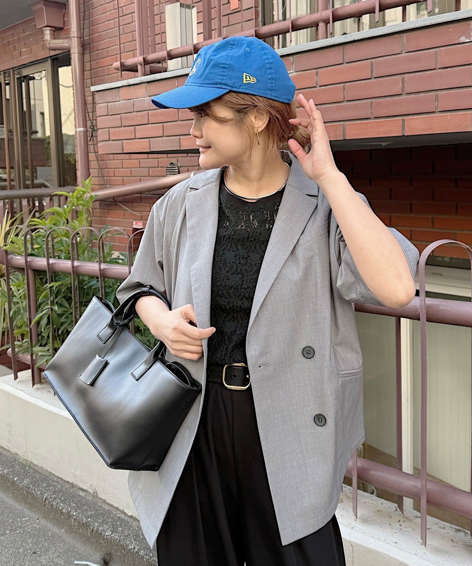 PUAL CE CIN(ピュアルセシン) 【＠noricorico102】ハーフスリーブダブルデザインテーラードジャケット