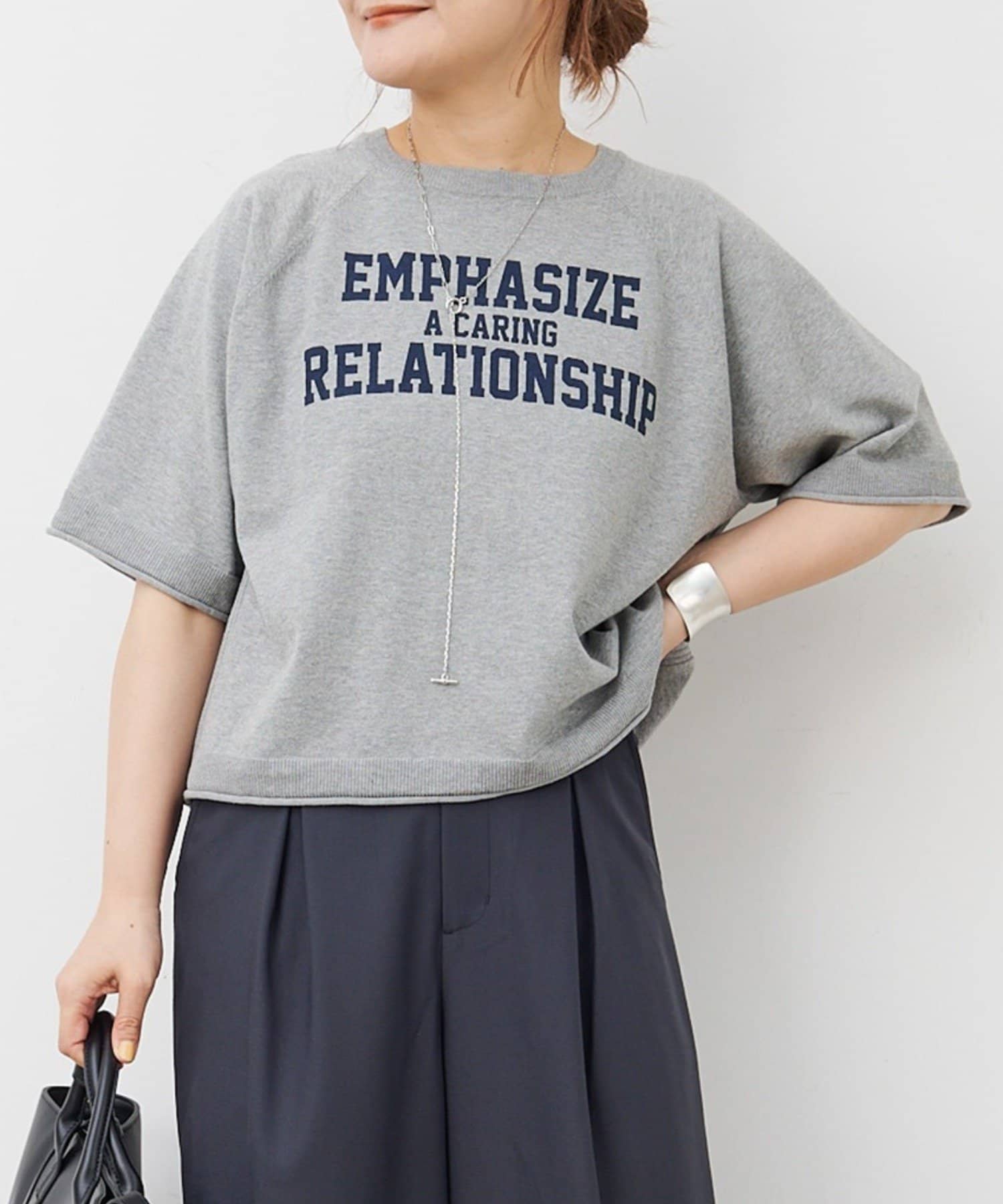 PUAL CE CIN(ピュアルセシン) アソートプリントハーフスリーブニット