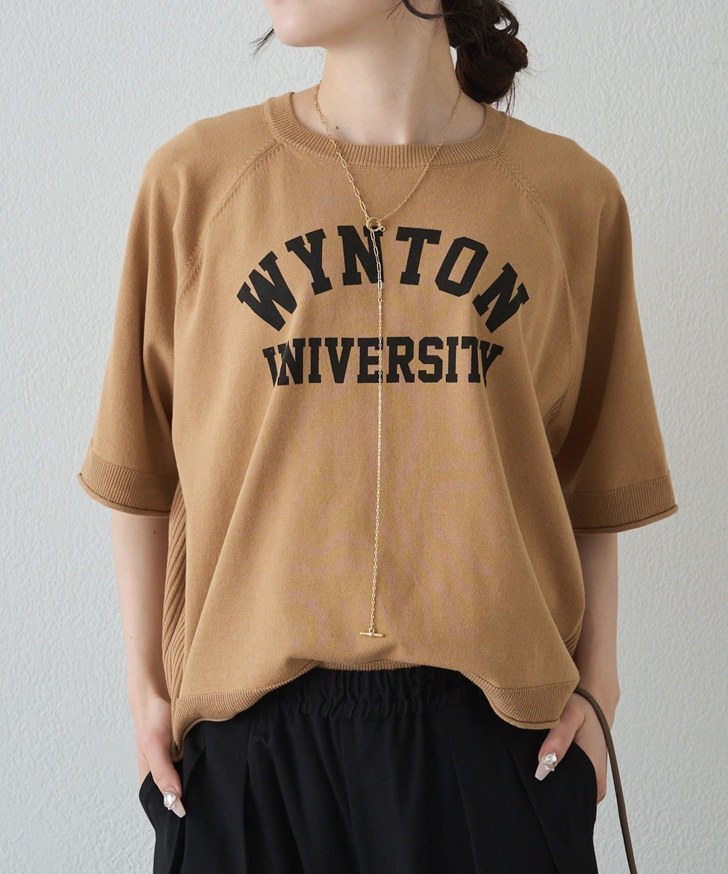 PUAL CE CIN(ピュアルセシン) アソートプリントハーフスリーブニット