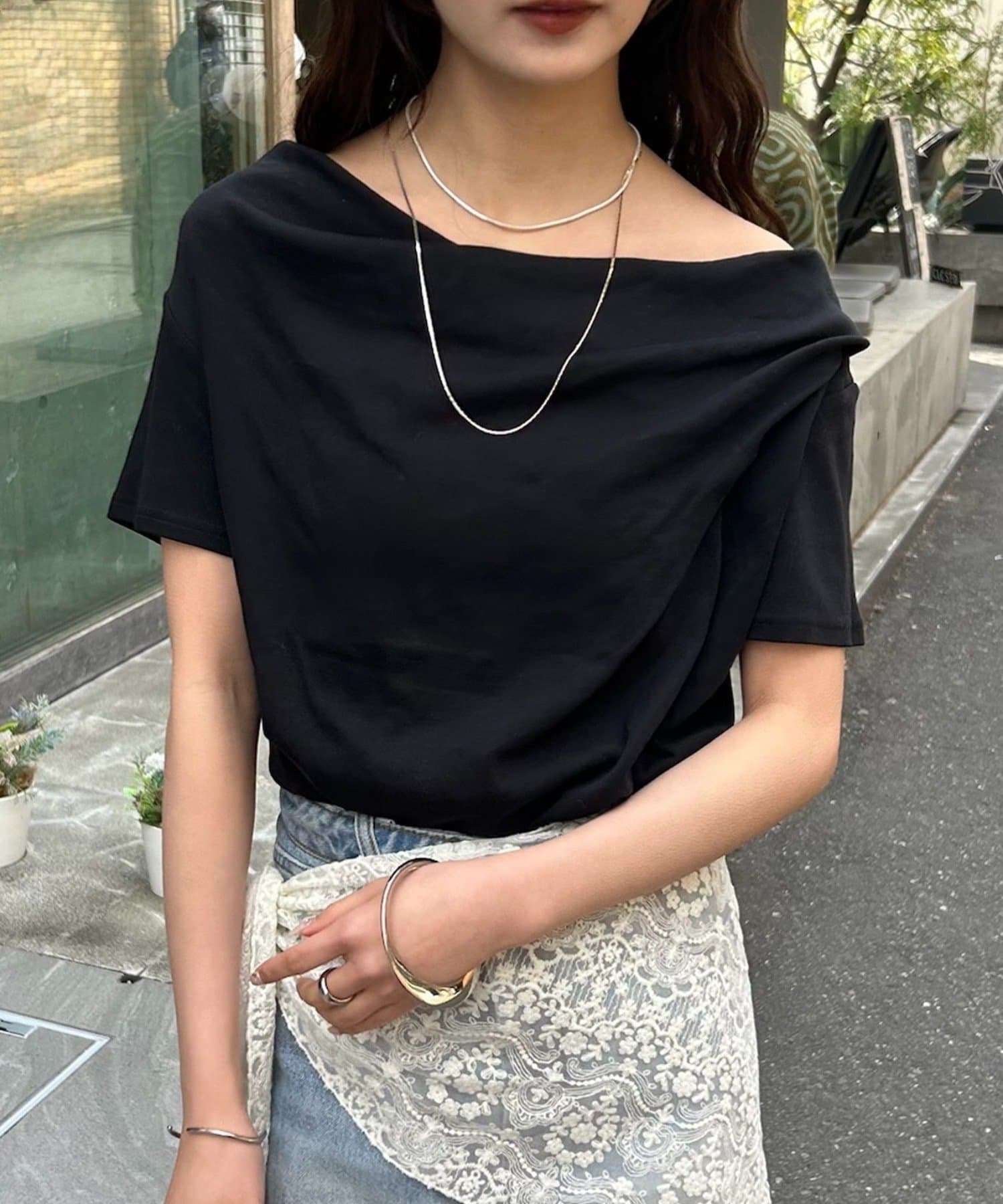 mystic(ミスティック) 【WEB限定/REVIVAL/新色ラインストーンが登場！】26SSオフショルTシャツ