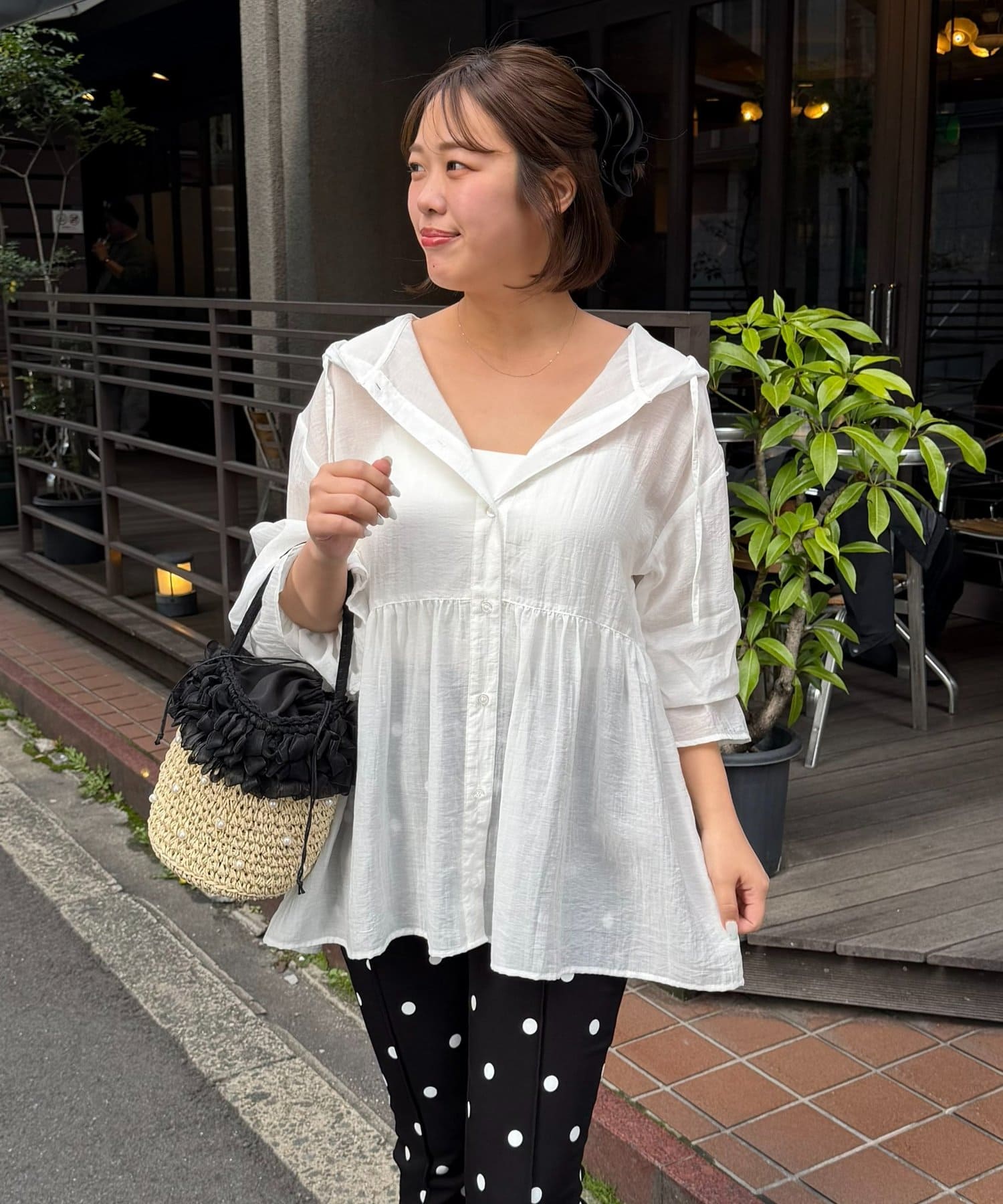 prose verse(プロズヴェール) 【SAPON】フードメタルチャームシアーパーカーシャツ