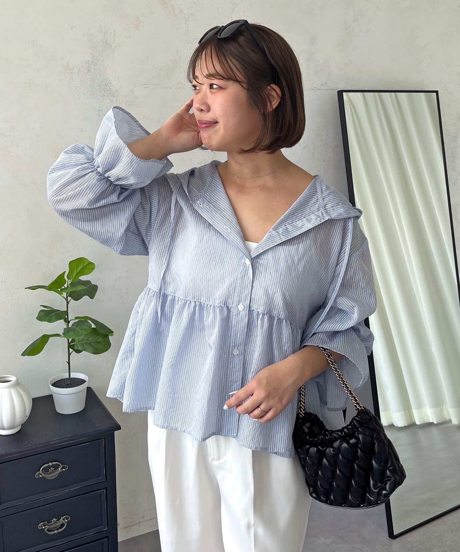 prose verse(プロズヴェール) 【SAPON】フードメタルチャームシアーパーカーシャツ