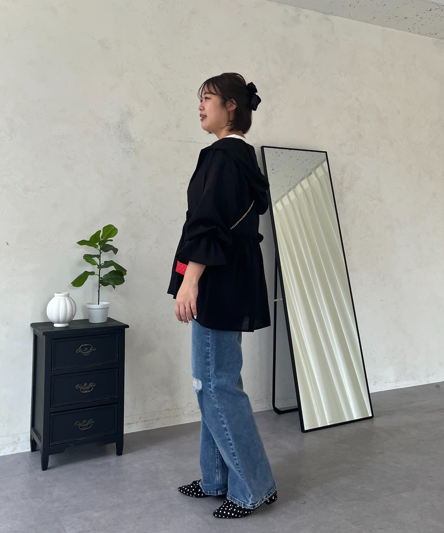 prose verse(プロズヴェール) 【SAPON】フードメタルチャームシアーパーカーシャツ