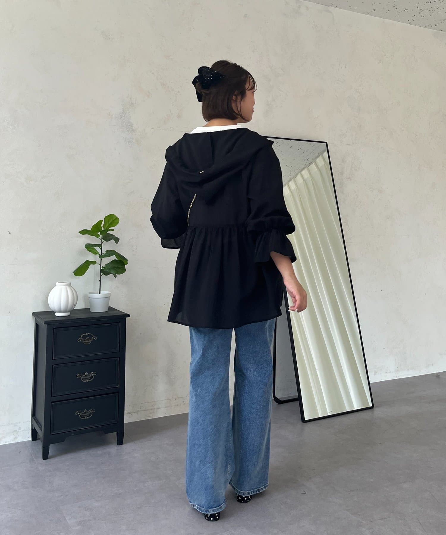 prose verse(プロズヴェール) 【SAPON】フードメタルチャームシアーパーカーシャツ