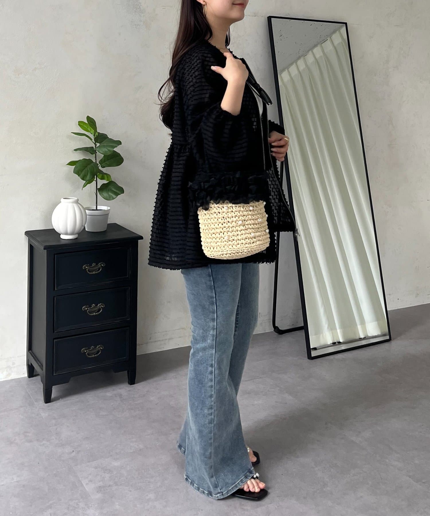 prose verse(プロズヴェール) Wジップフリンジペプラムブラウス