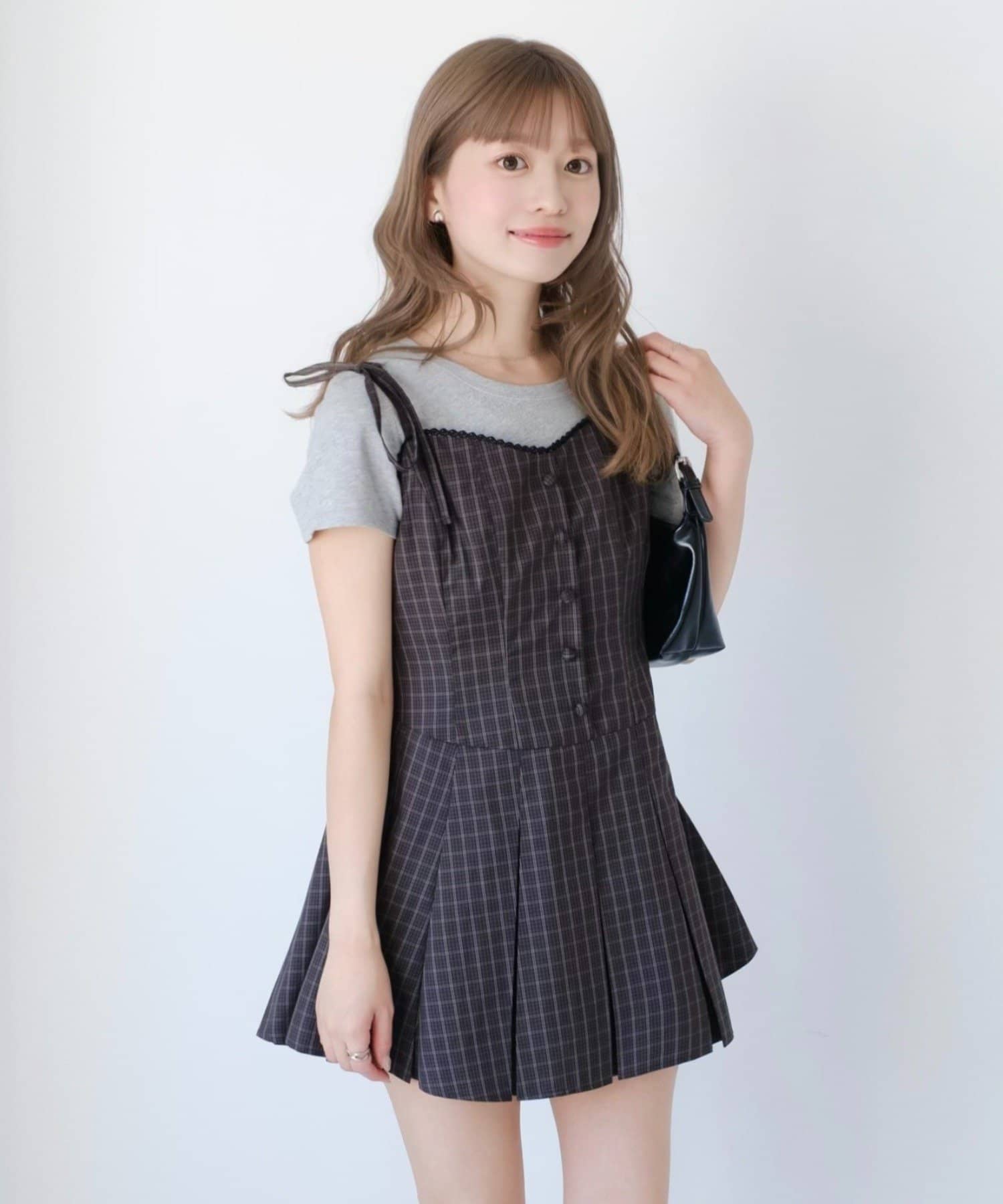 Kastane(カスタネ) 【5.24(日)0:00新色発売/WEB先行/無地&チェック柄】プリーツミニワンピース