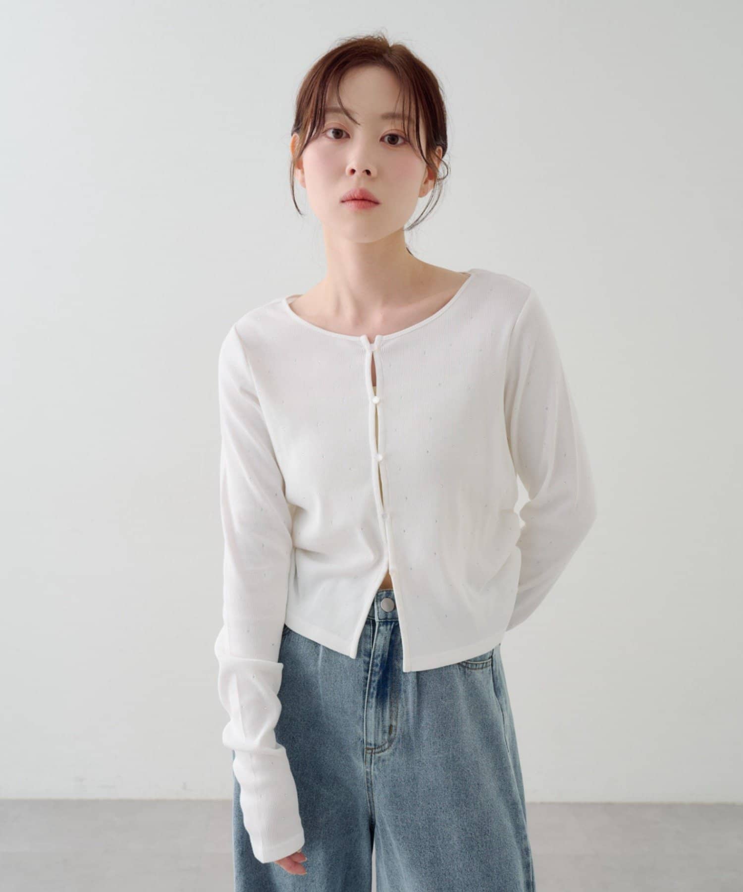 Kastane(カスタネ) リブスタッズカーディガン