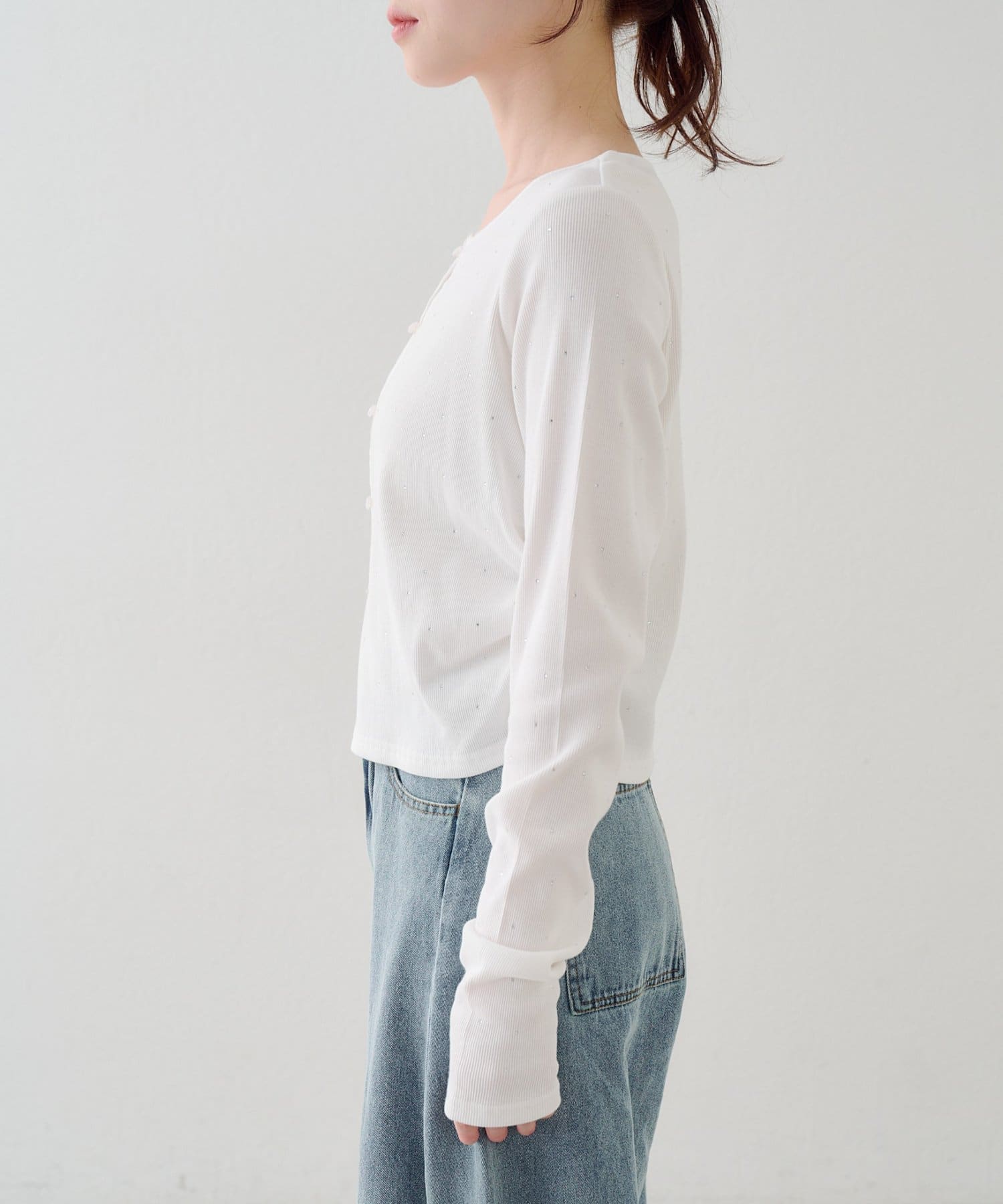 Kastane(カスタネ) リブスタッズカーディガン