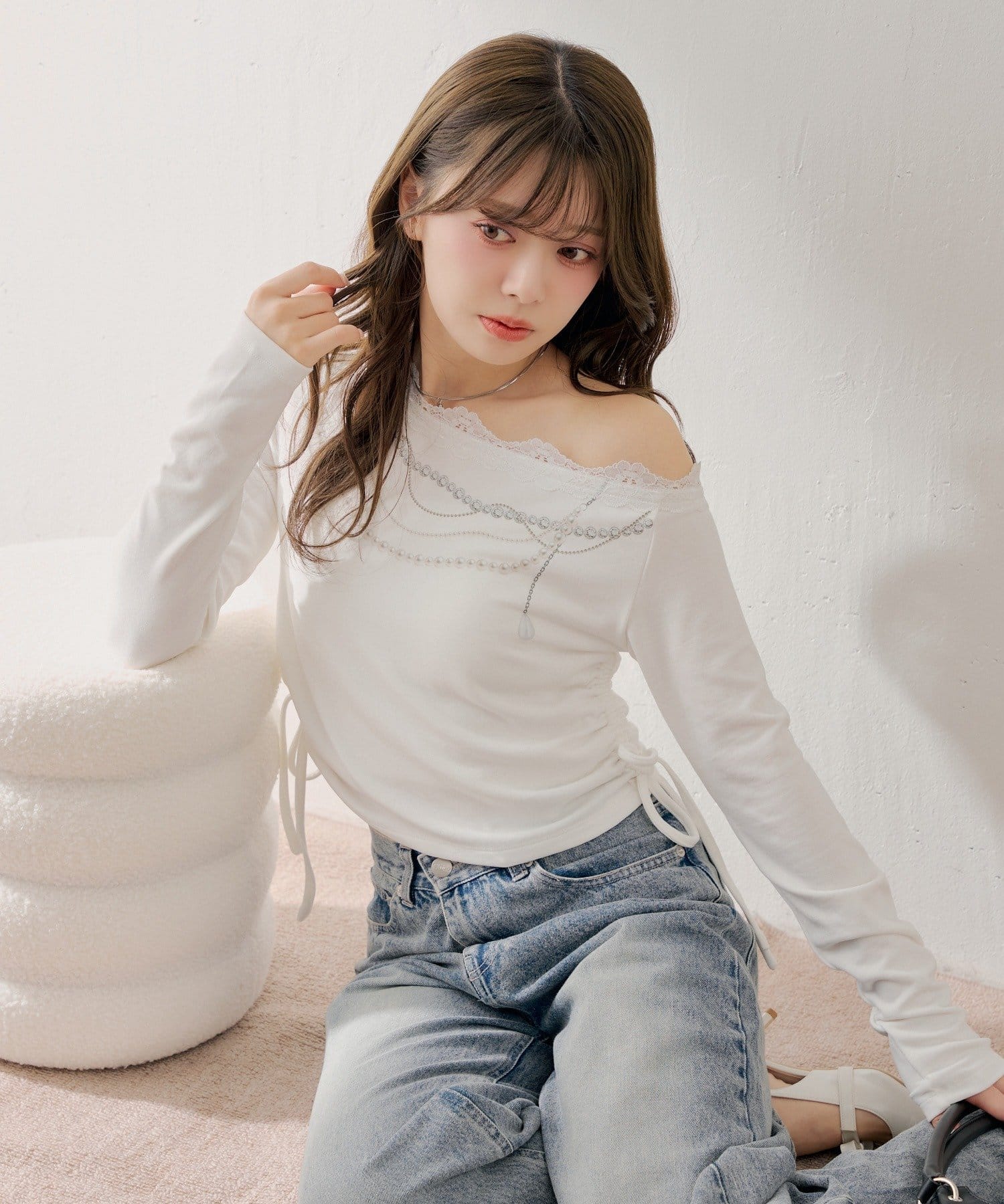 Chico(チコ) ワンショルレースプリントT