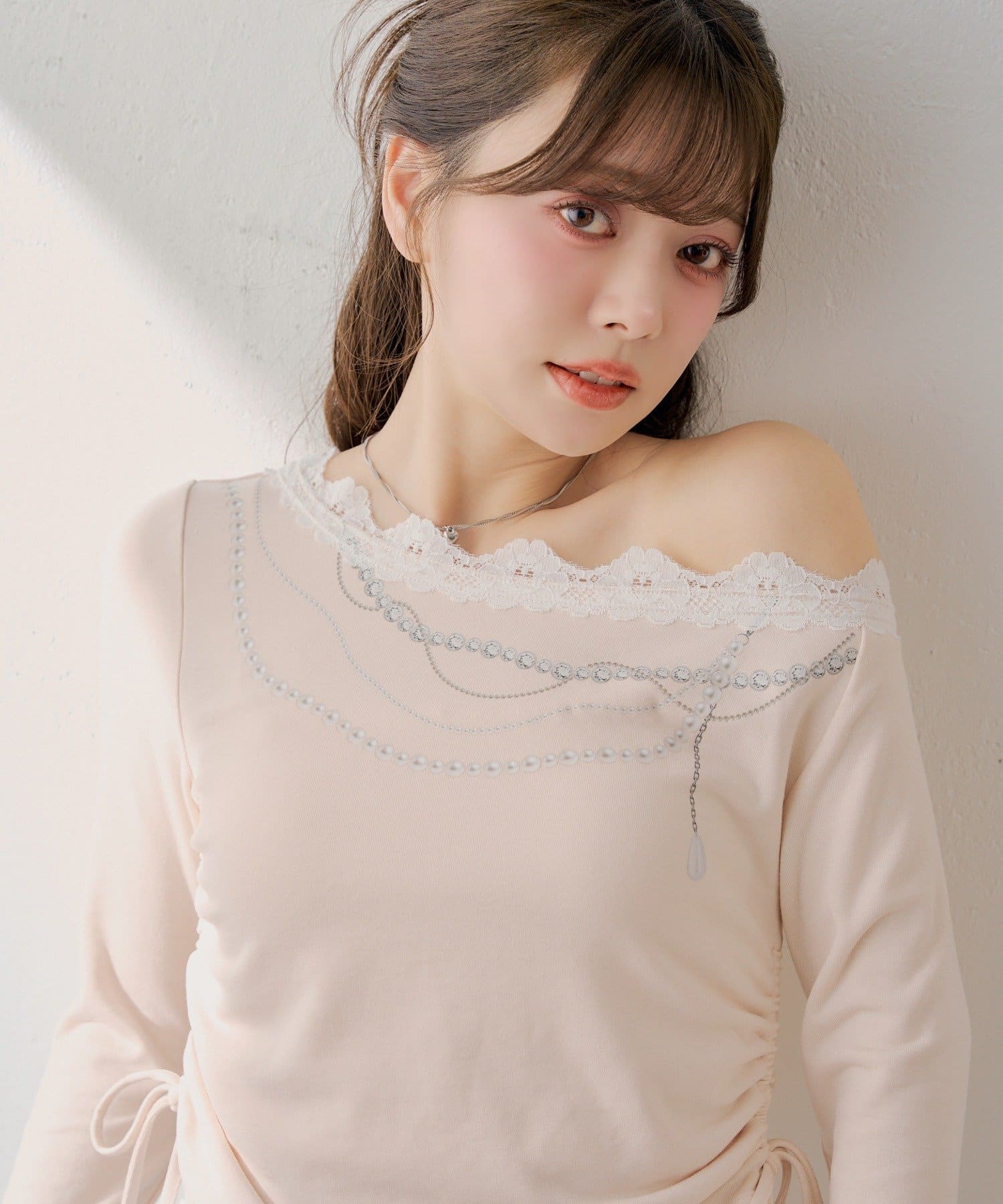 Chico(チコ) ワンショルレースプリントT