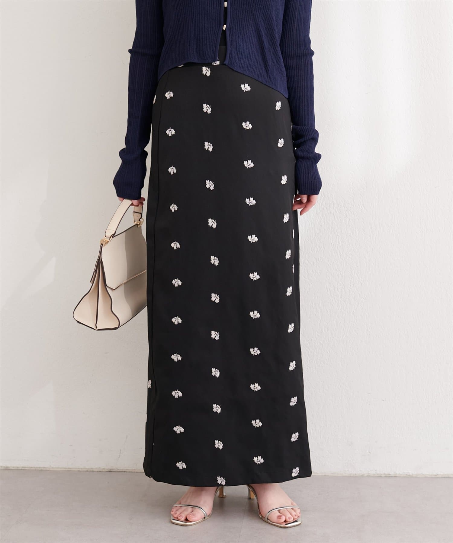 natural couture(ナチュラルクチュール) 花柄ツイルナロースカート