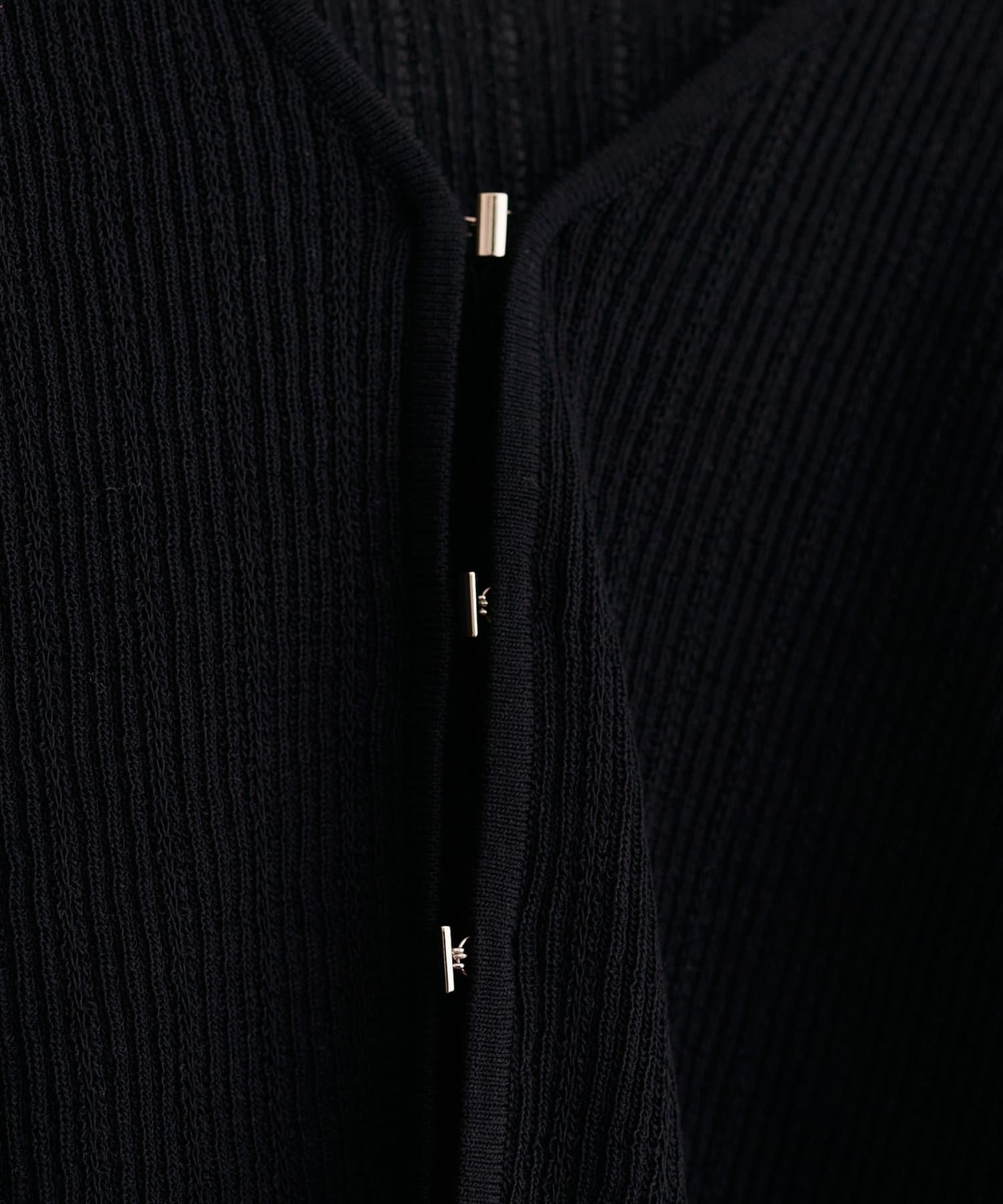 natural couture(ナチュラルクチュール) リブ柄入りフロントホックカーディガン