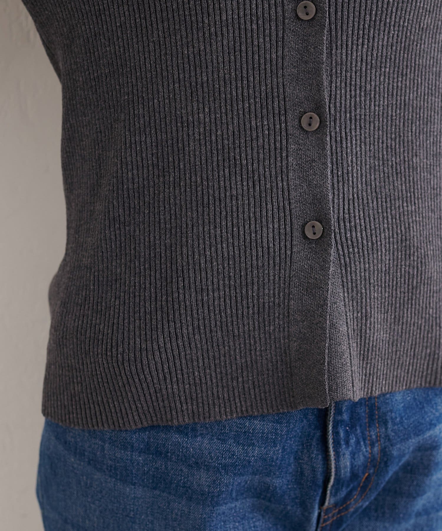 natural couture(ナチュラルクチュール) バイカラーリブニットカーデ