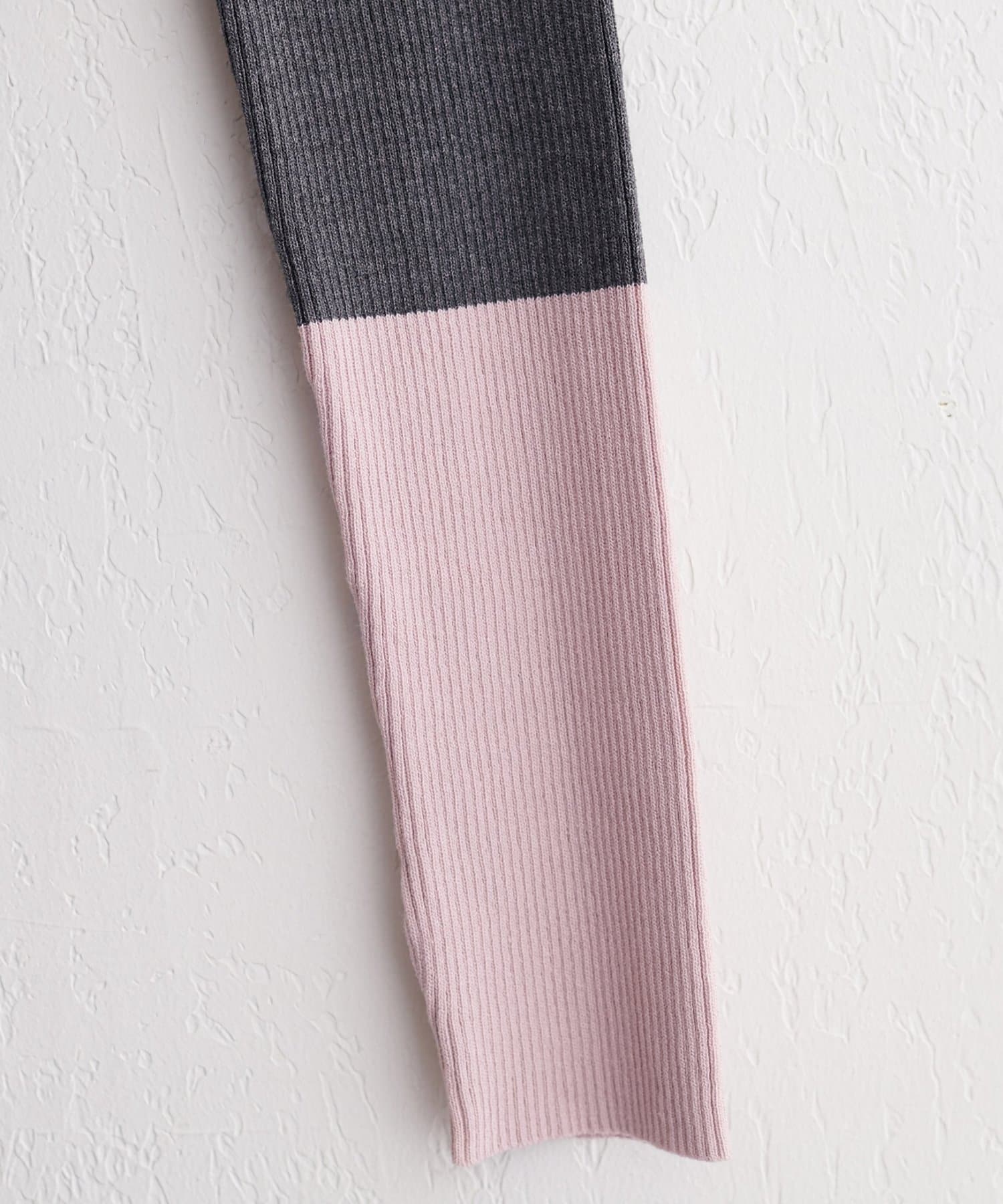 natural couture(ナチュラルクチュール) バイカラーリブニットカーデ