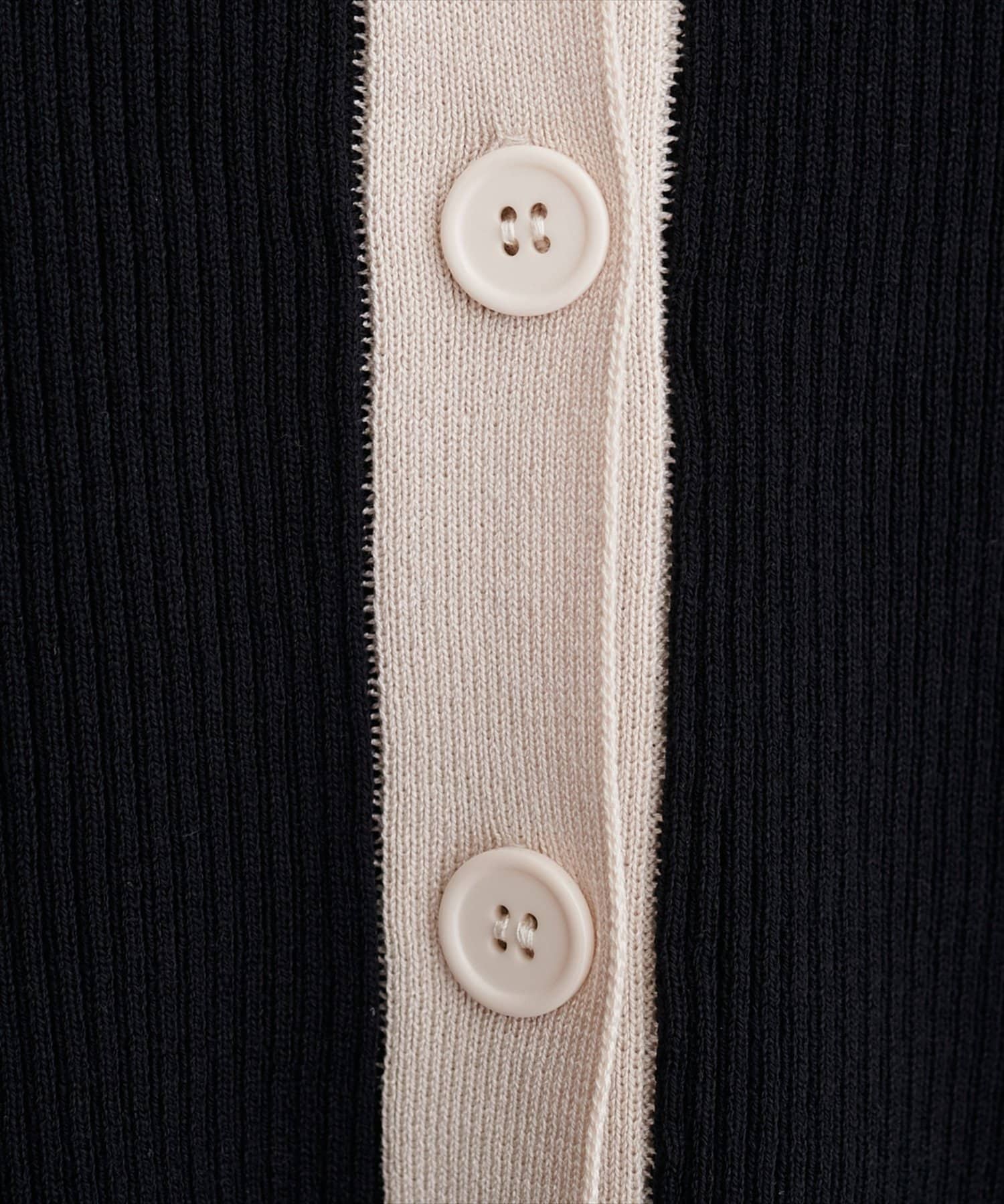 natural couture(ナチュラルクチュール) 細リブ配色ショート丈カーディガン