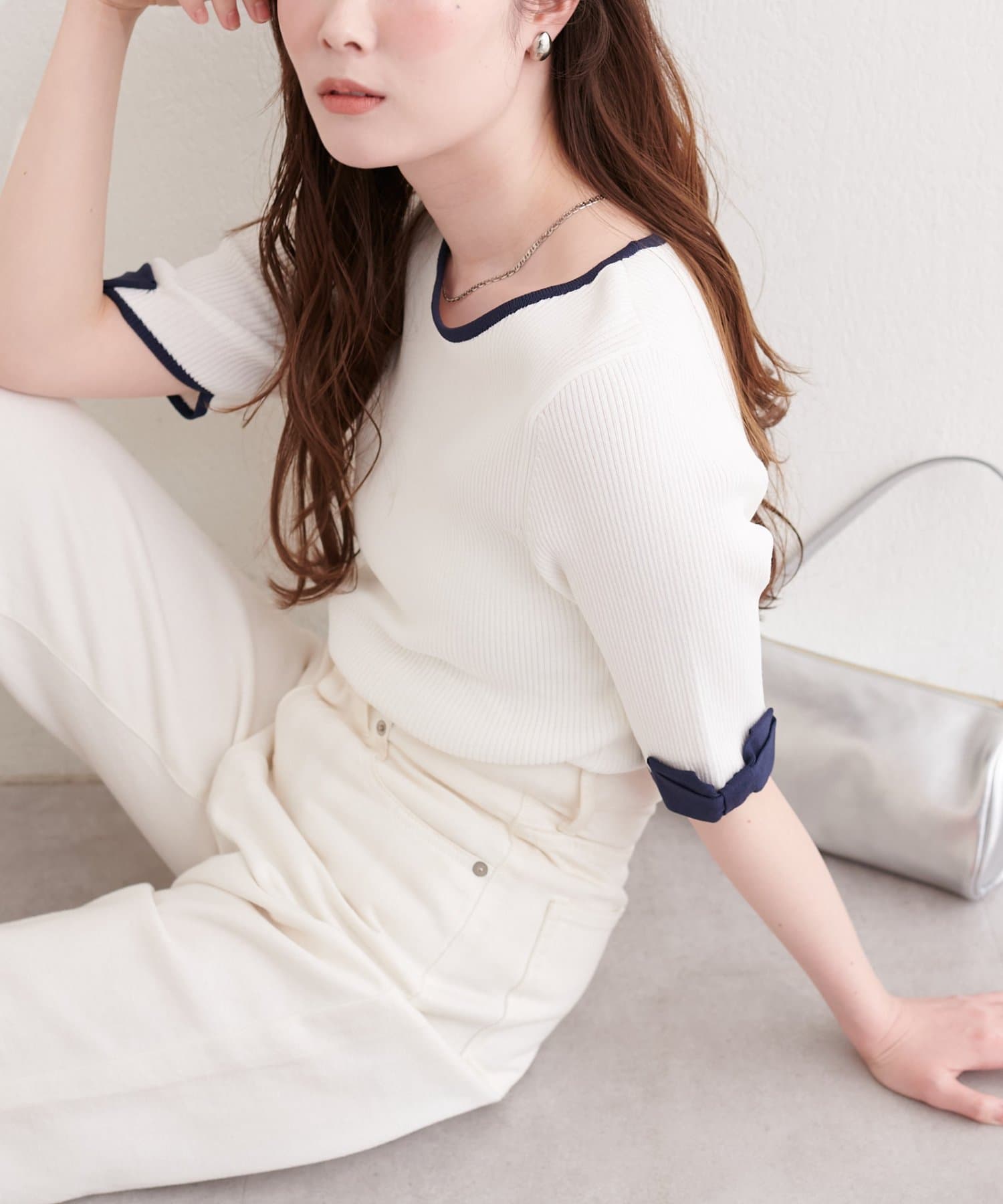 natural couture(ナチュラルクチュール) 〈osono〉配色リボンニット