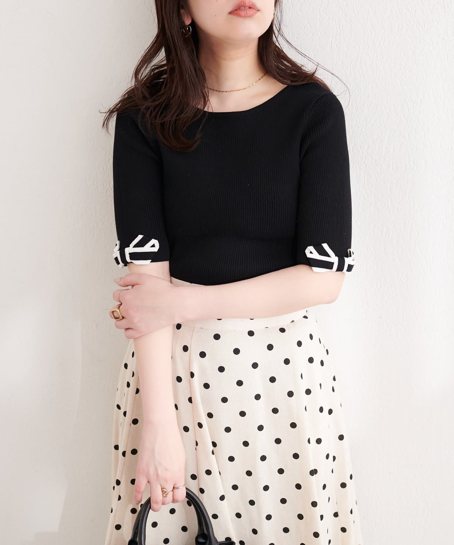 natural couture(ナチュラルクチュール) 〈osono〉配色リボンニット