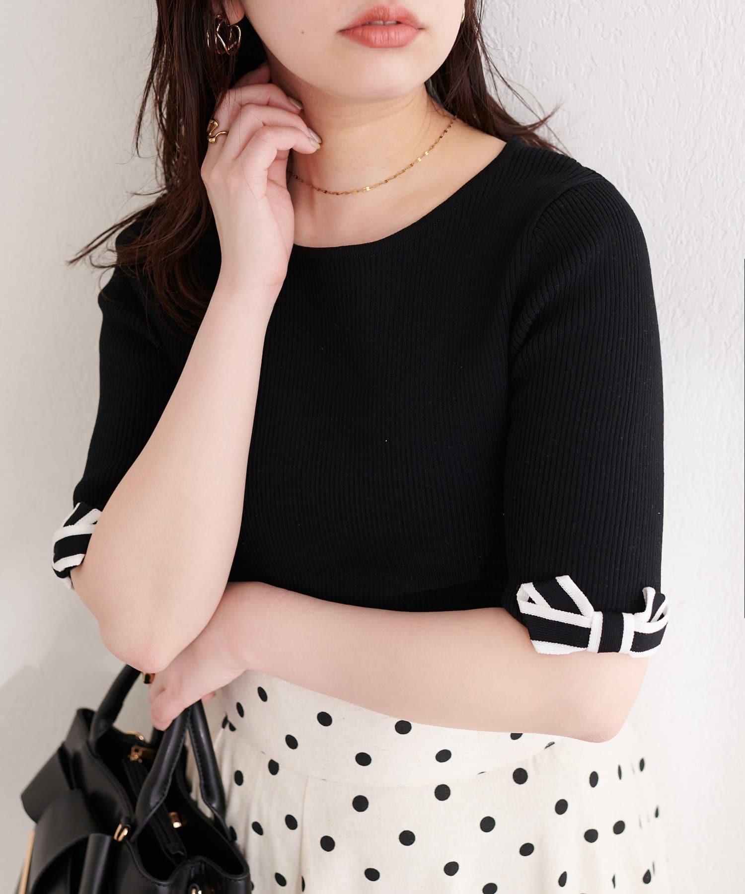 natural couture(ナチュラルクチュール) 〈osono〉配色リボンニット