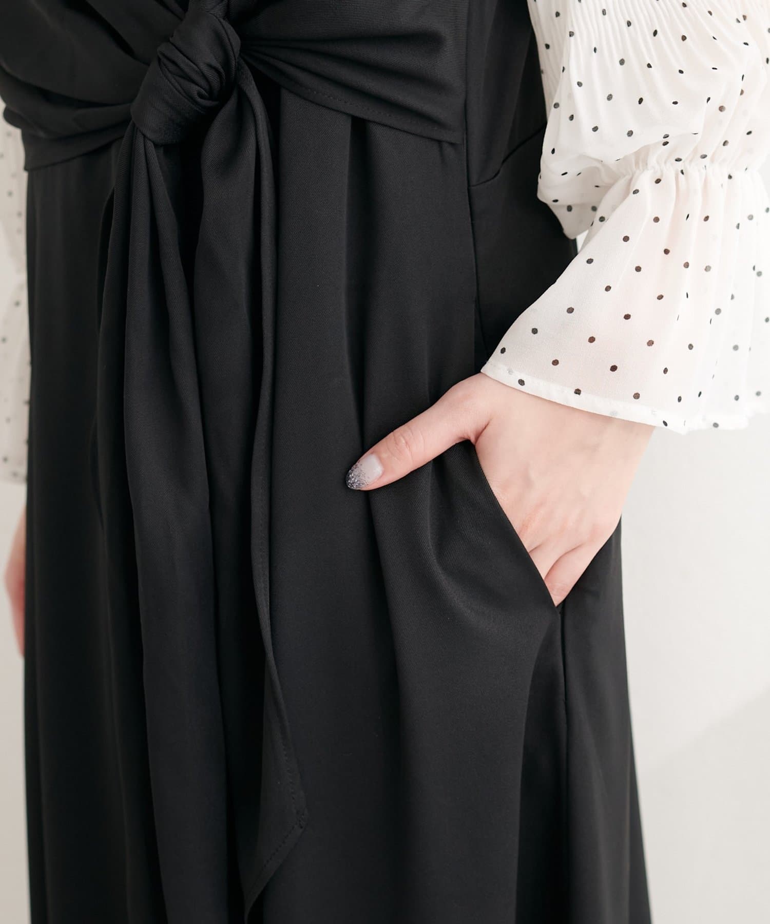 natural couture(ナチュラルクチュール) 〈osono〉アシメカシュクールリボンキャミワンピース