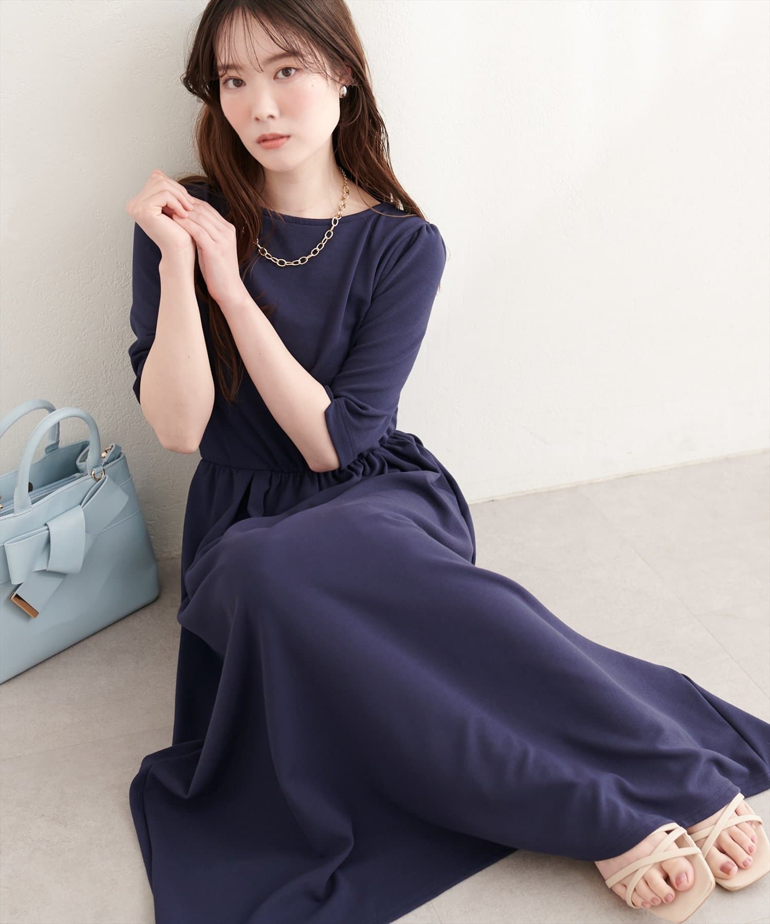 natural couture(ナチュラルクチュール) リブカットソーワンピース