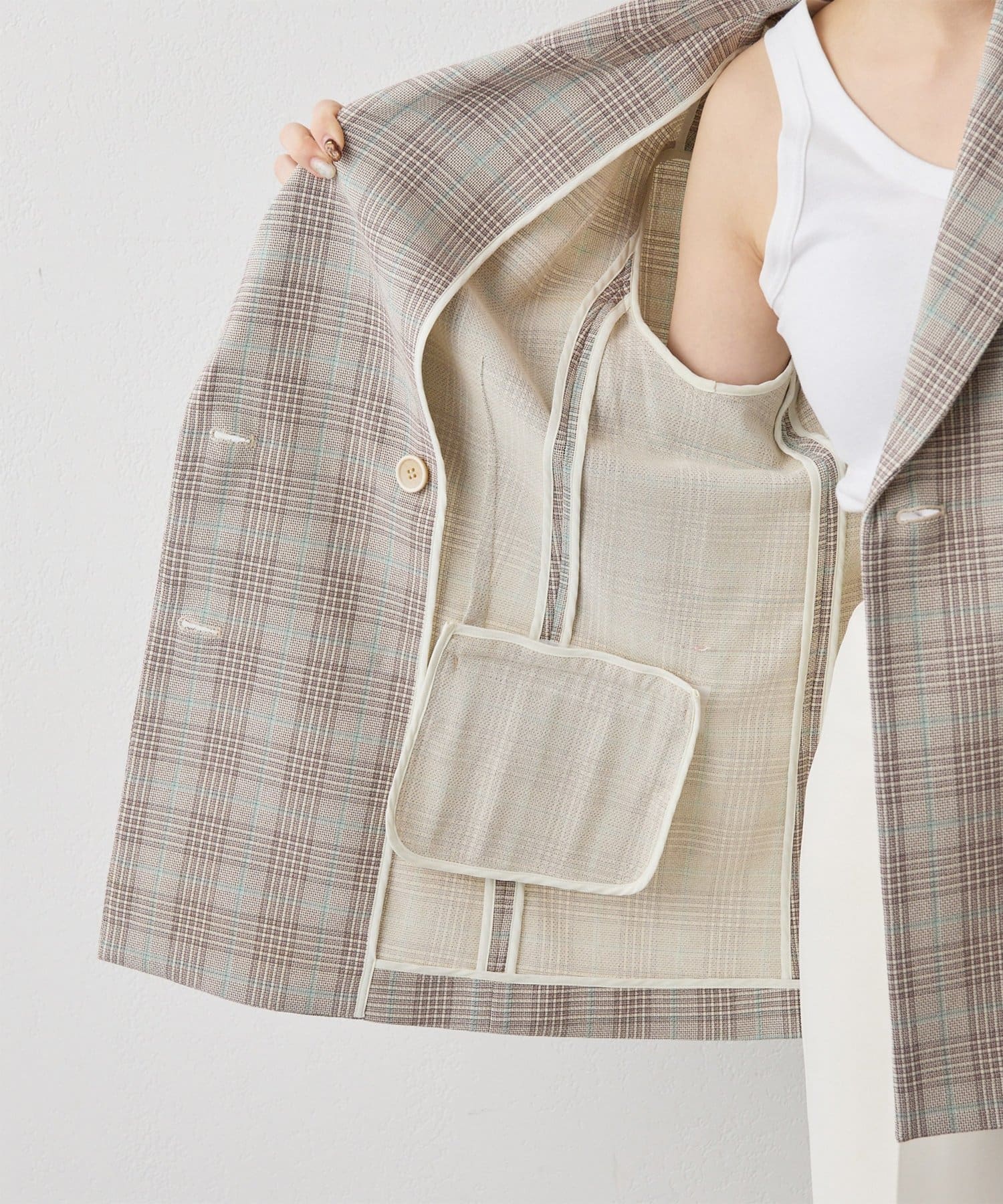 Whim Gazette(ウィム ガゼット) コットンチェックテーラージャケット