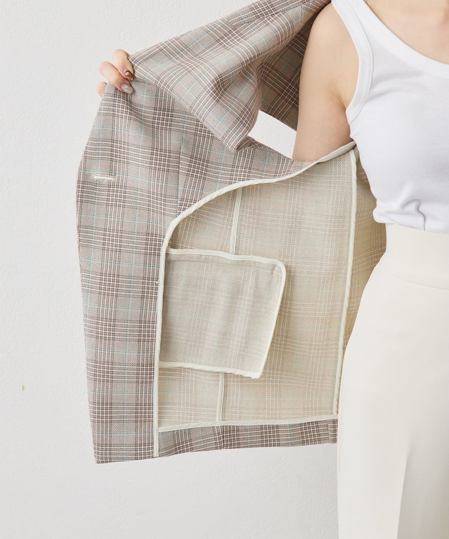 Whim Gazette(ウィム ガゼット) コットンチェックジレ