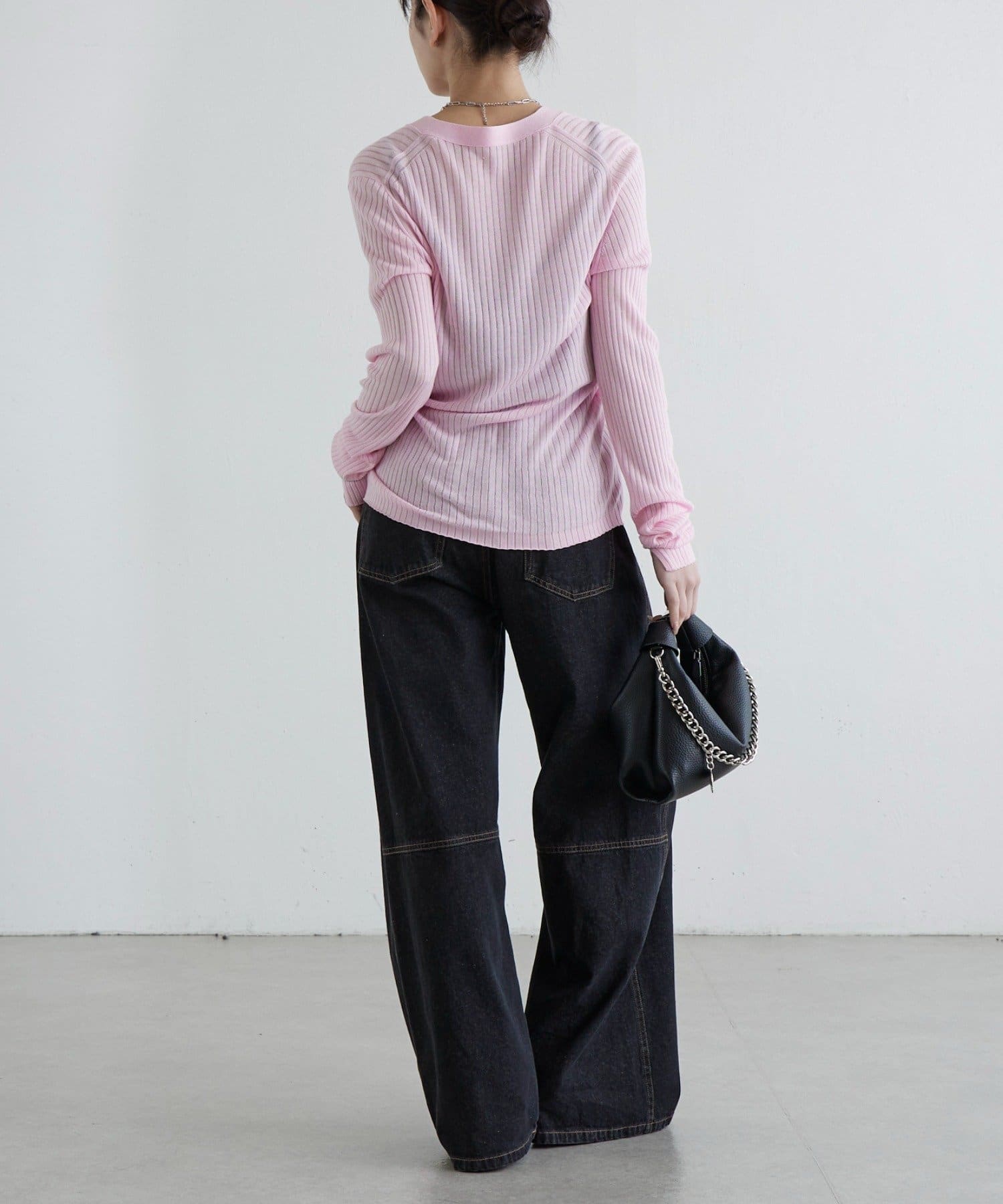 Lui's(ルイス) シルク混シアーリブカーディガン