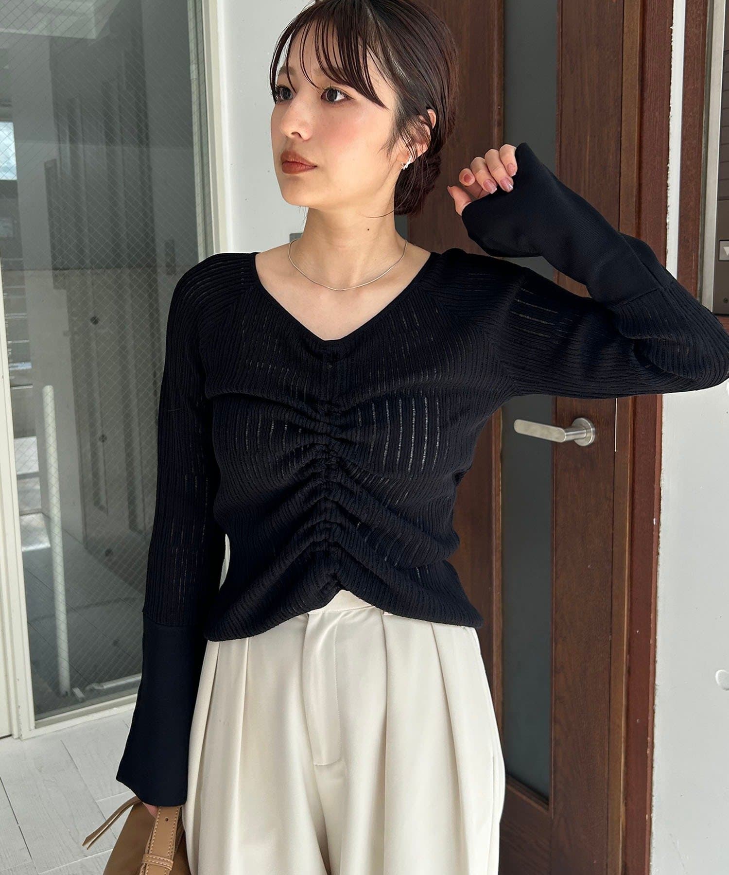 CAPRICIEUX LE'MAGE(カプリシュレマージュ) フロントギャザーニット