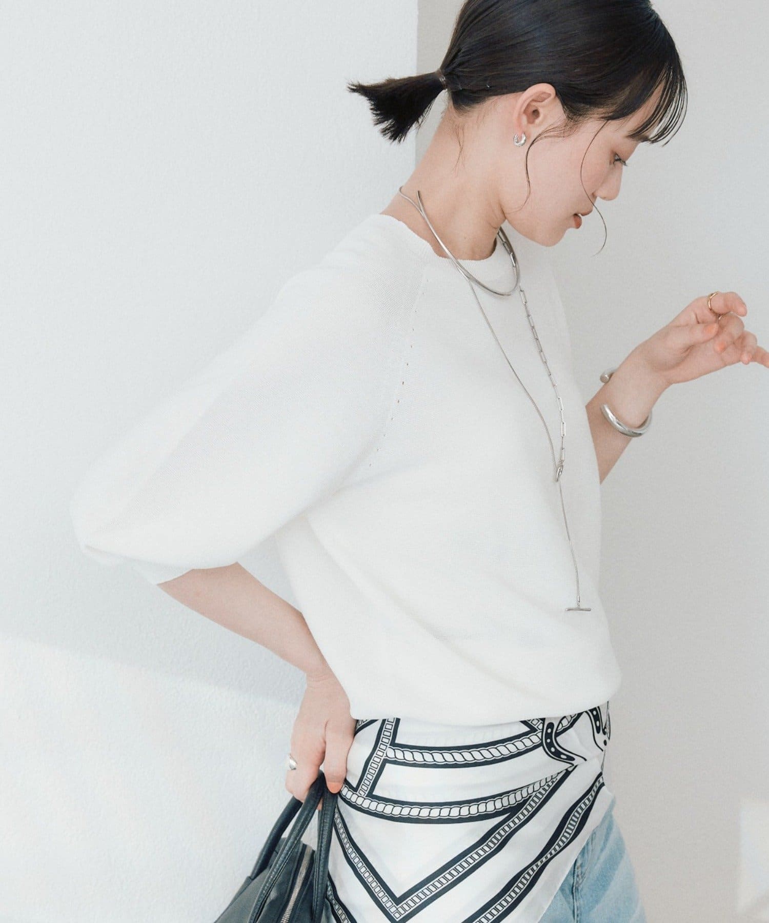 RIVE DROITE(リヴドロワ) 【手洗い可能】ハーフバルーンスリーブニット